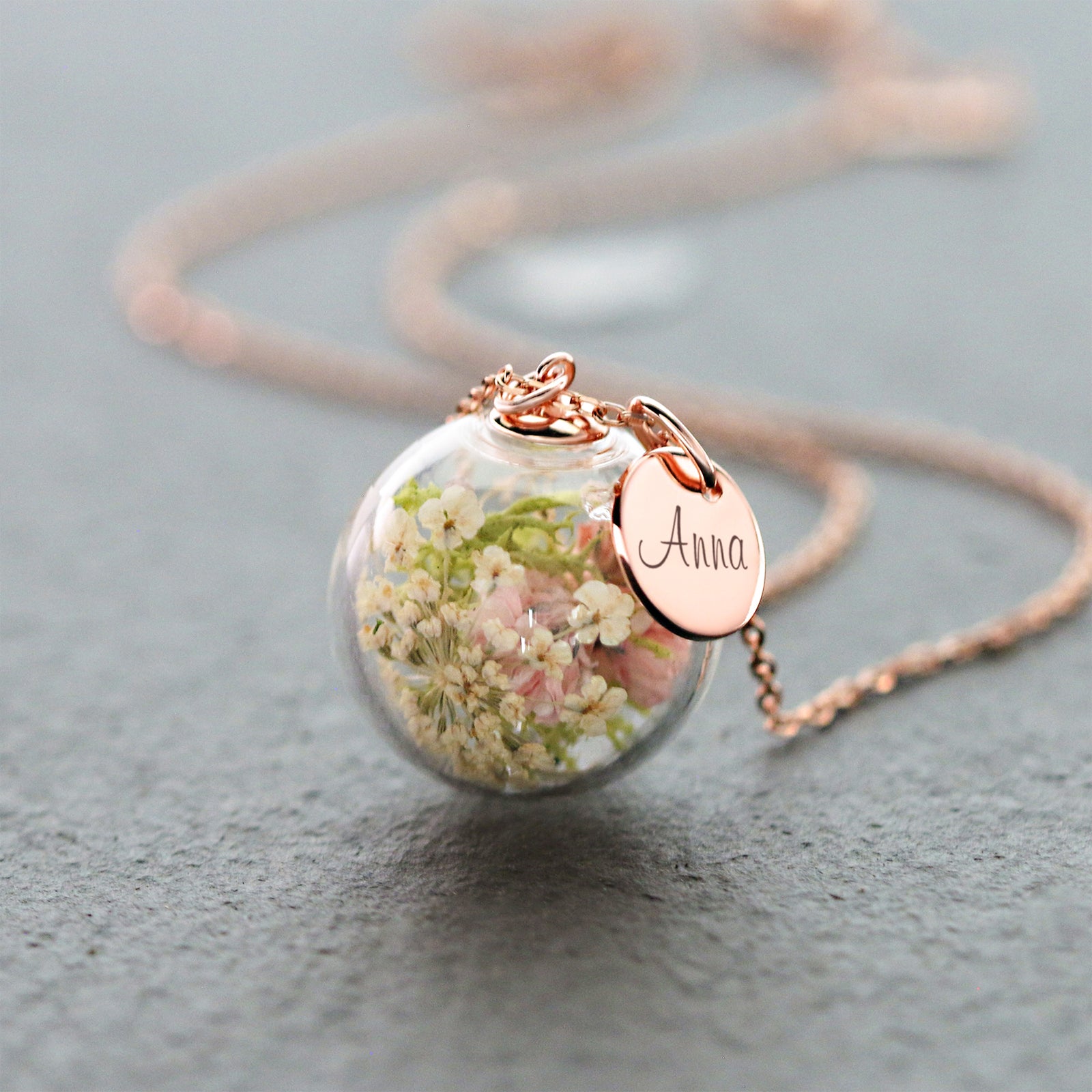 Personalisierte echte Blumen Kette