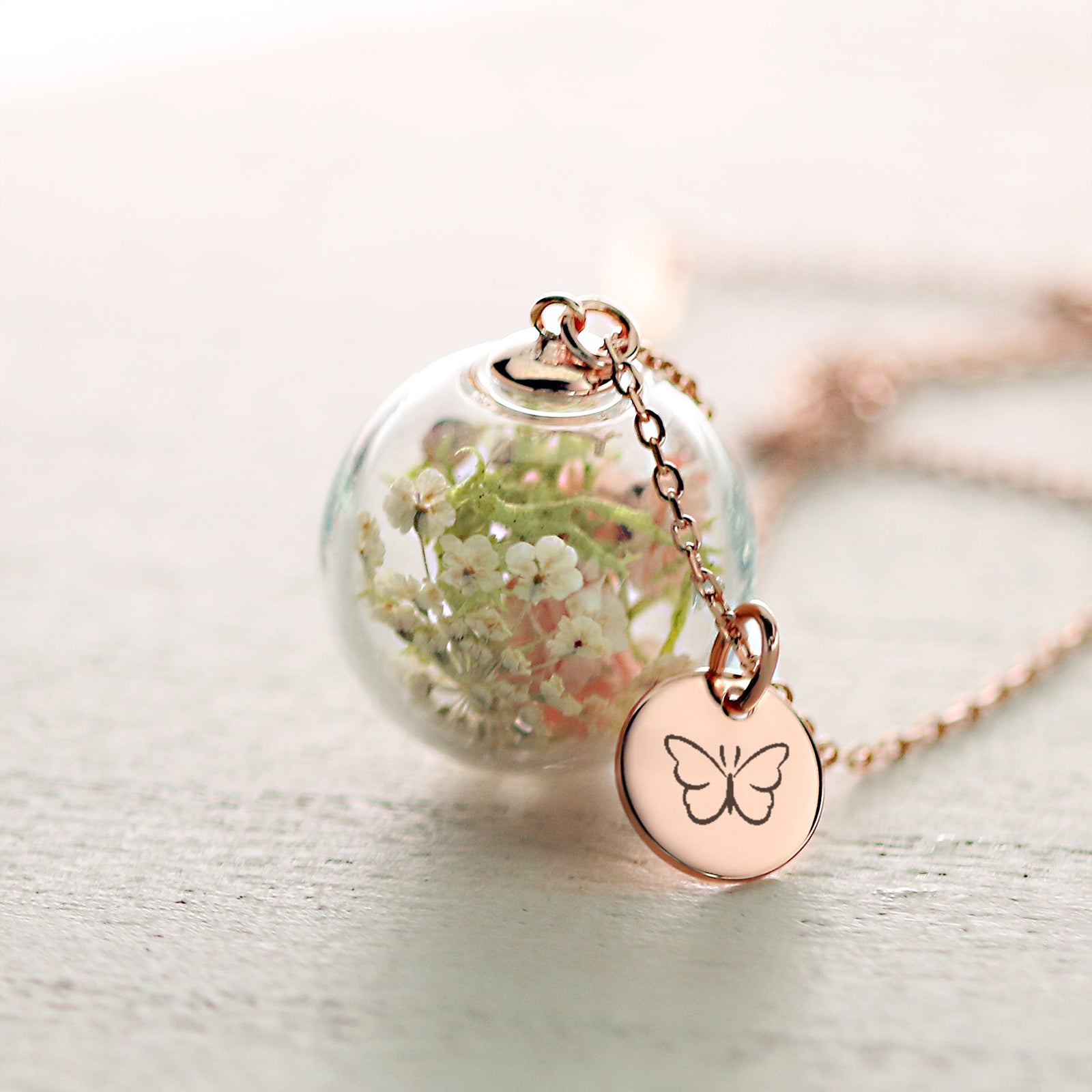 Personalisierte echte Blumen Kette