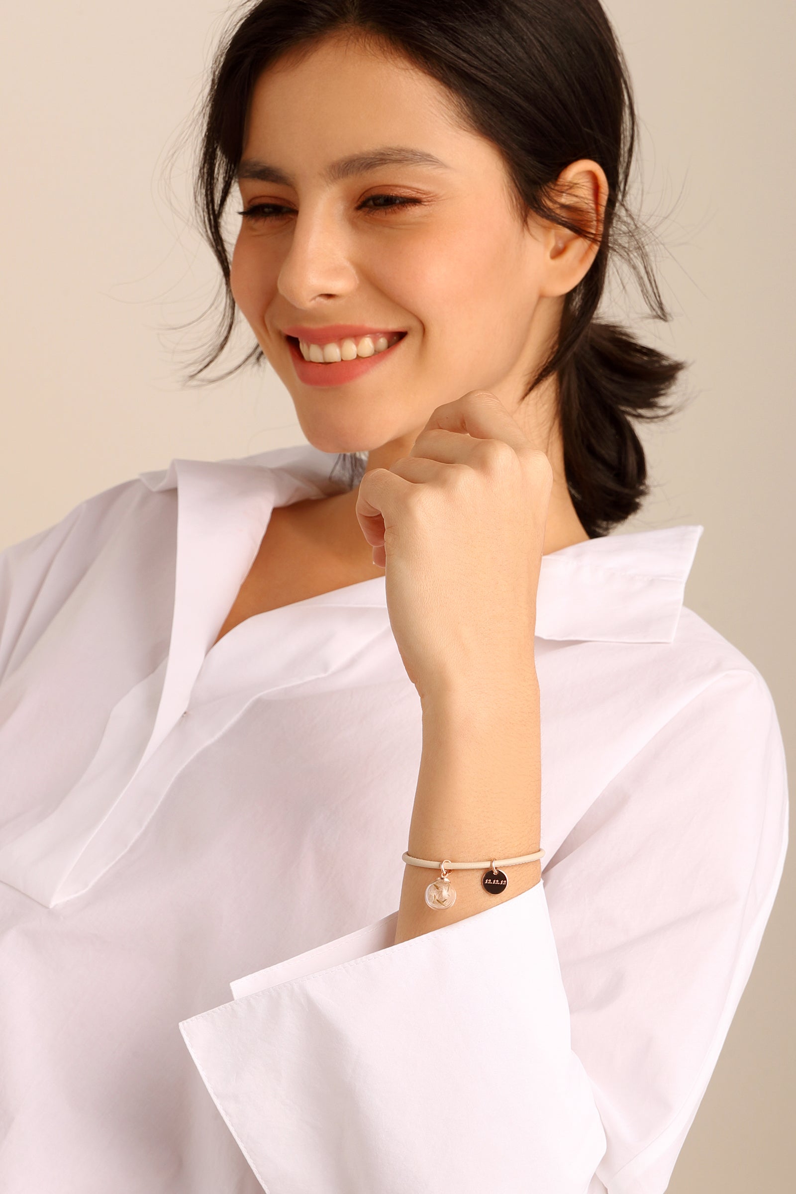 Personalized leather bracelet with engraving - keepsake gift - dandelion glass ball - rose gold, gold, silver - gift for her - A138