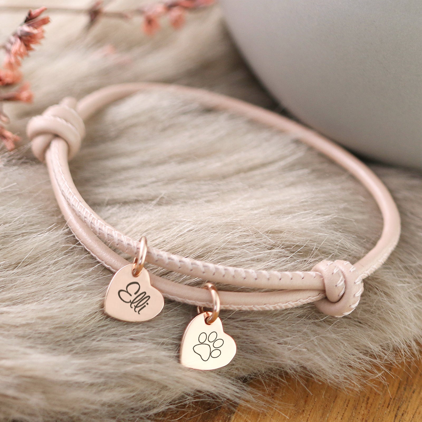 Herz-Anhänger Lederarmband mit Gravur