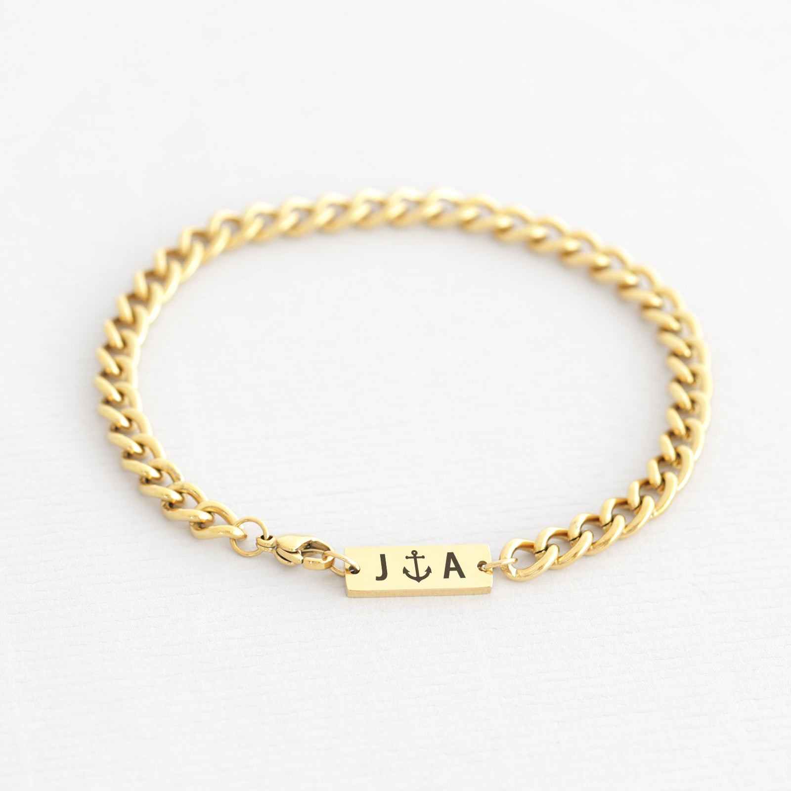 Panzerarmband mit Gravurplättchen