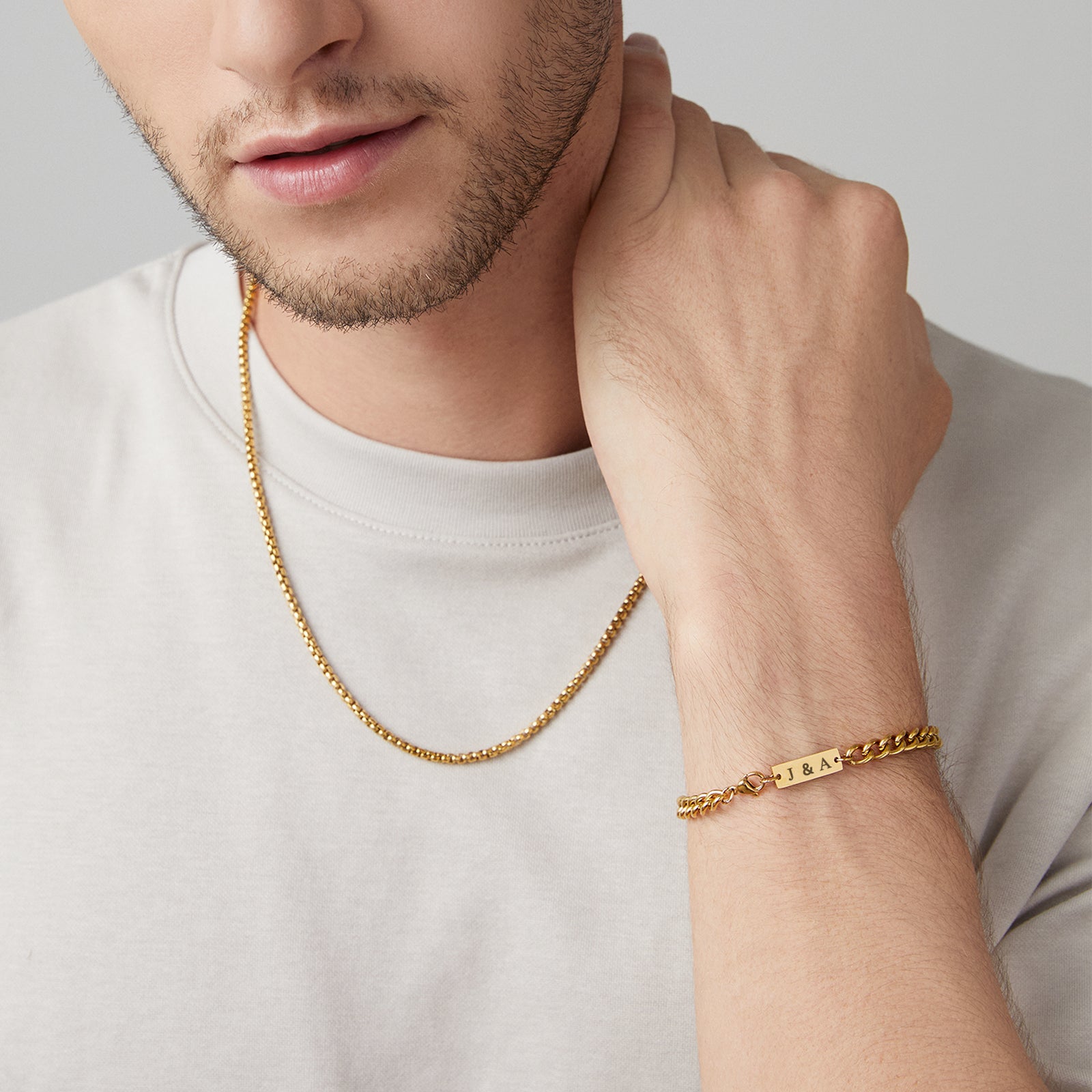 Panzerarmband mit Gravurplättchen