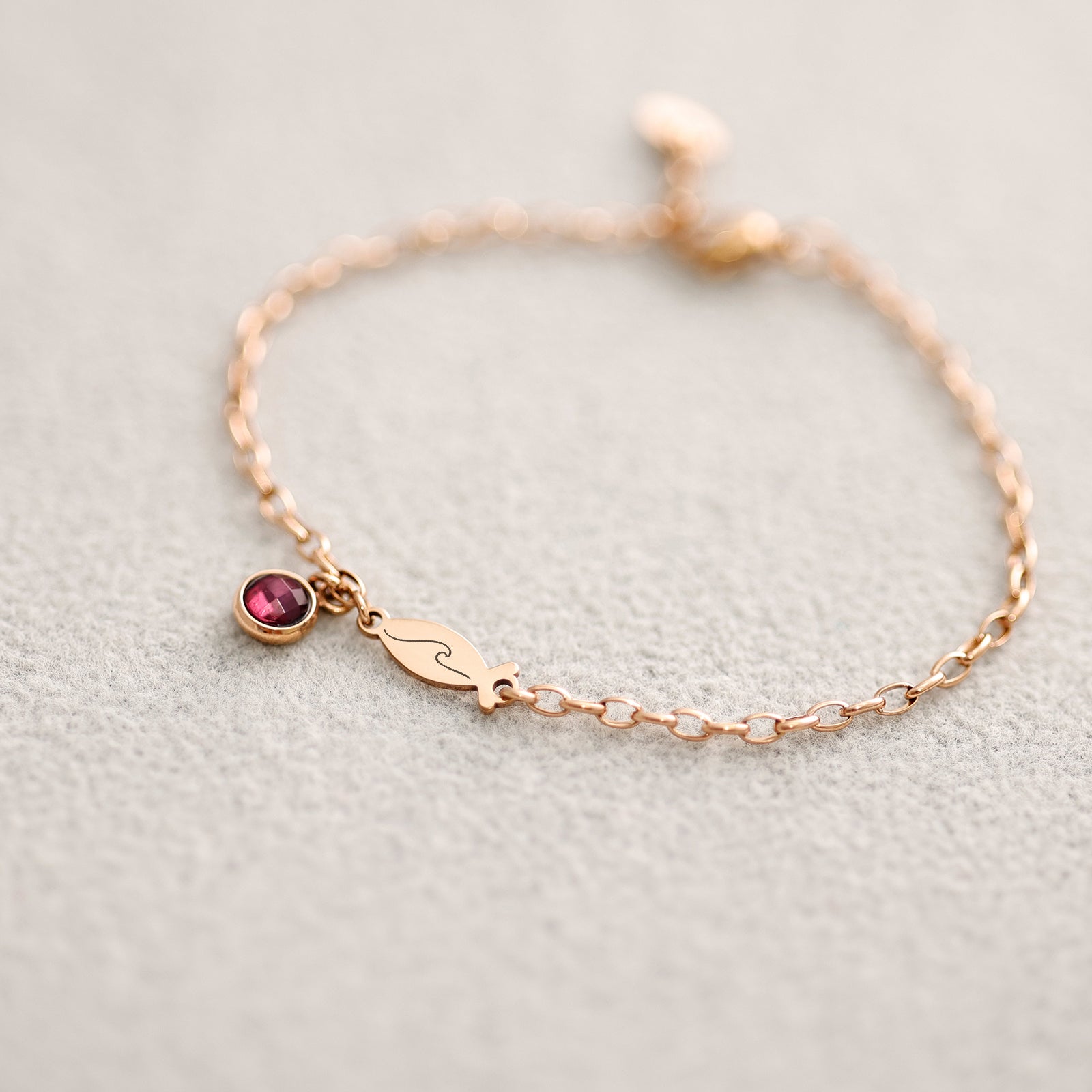 Personalisiertes Ichthys Armband mit Geburtsstein