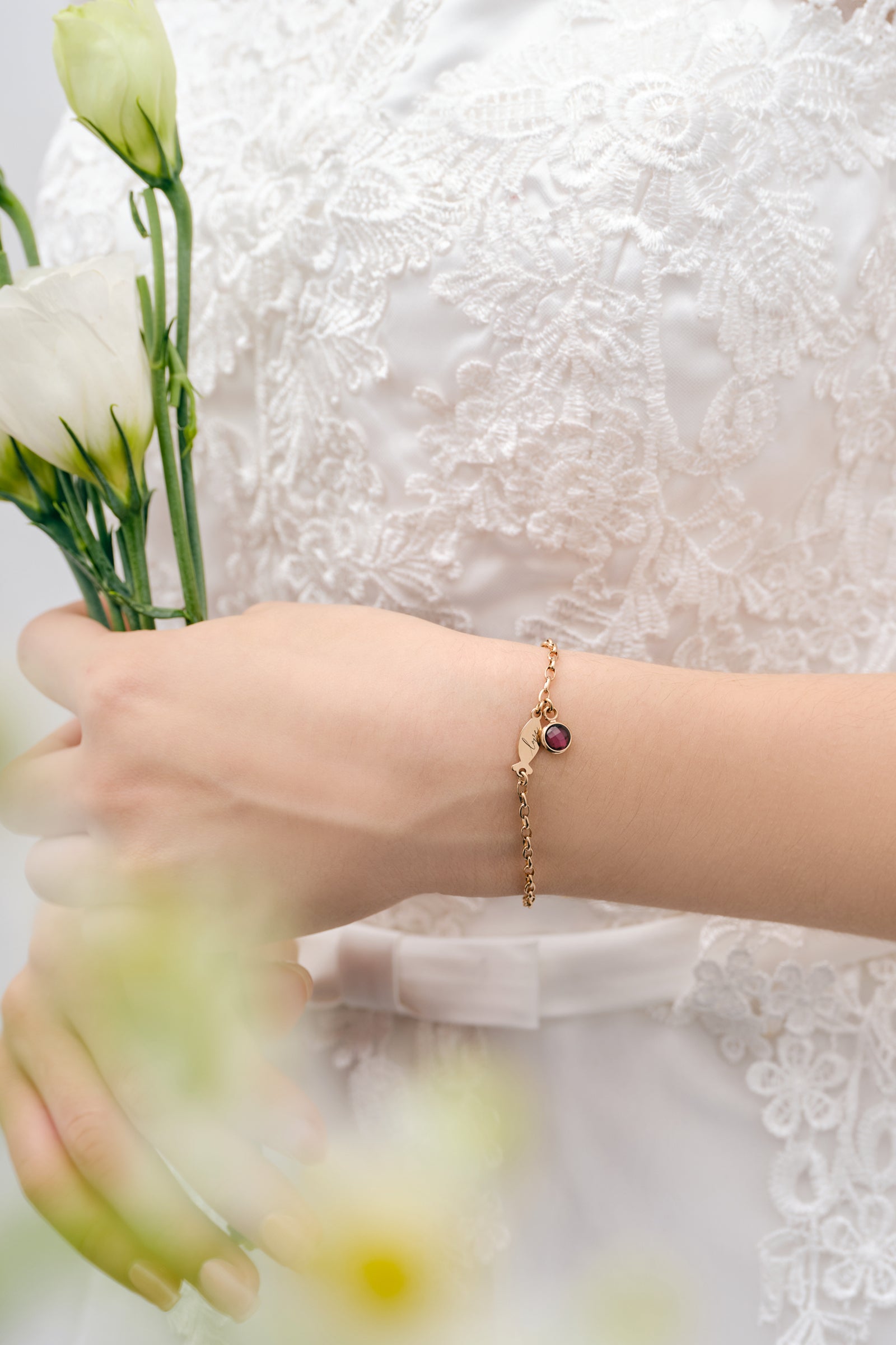 Personalisiertes Ichthys Armband mit Geburtsstein