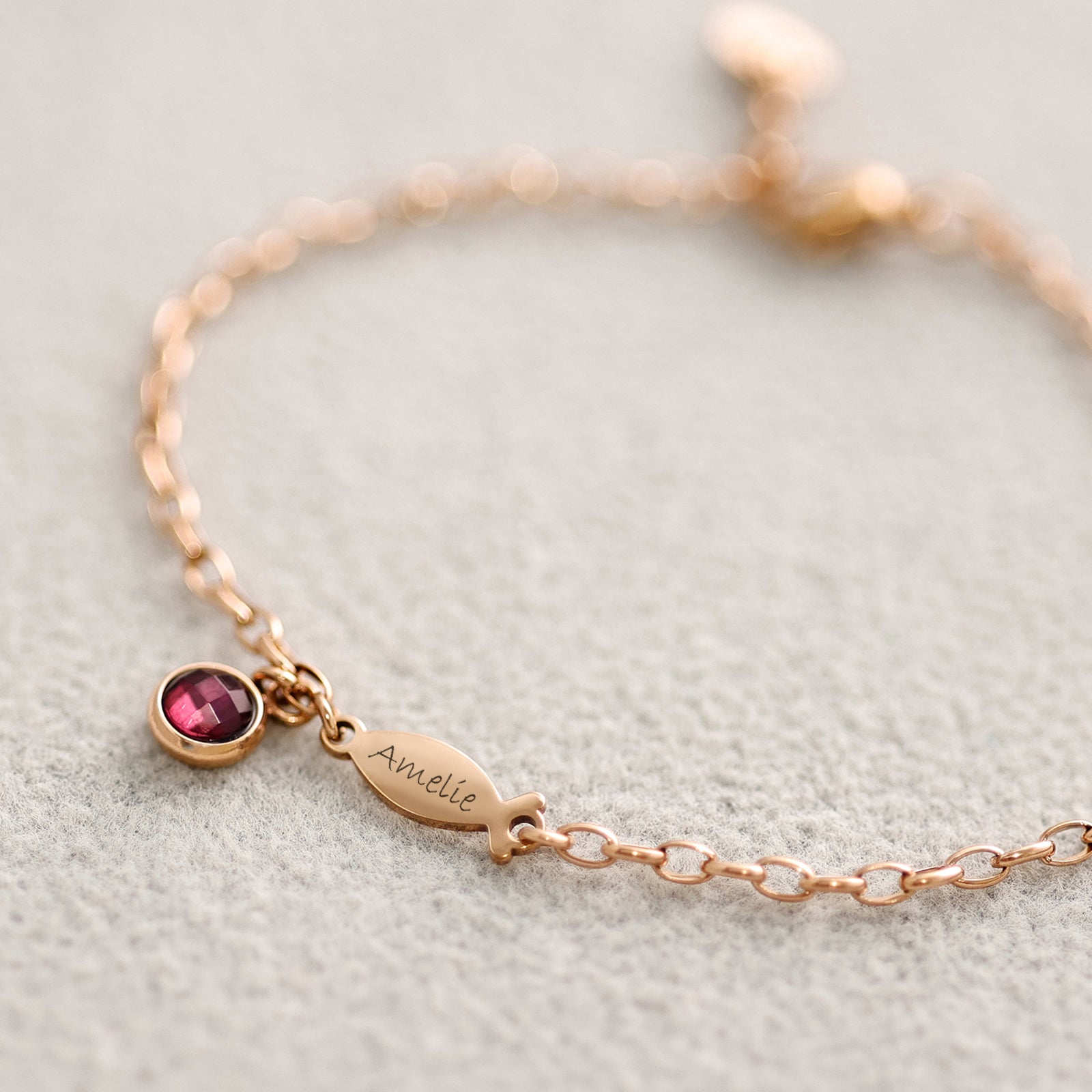 Personalisiertes Ichthys Armband mit Geburtsstein