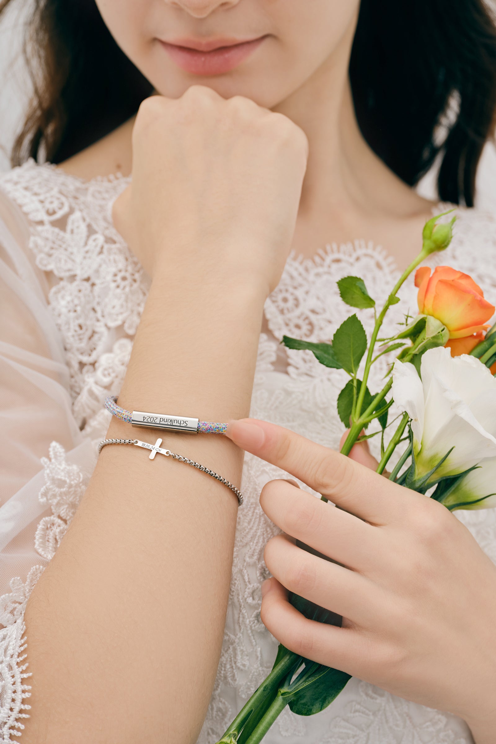 Gravierbares Kreuzarmband – Christliches Geschenk