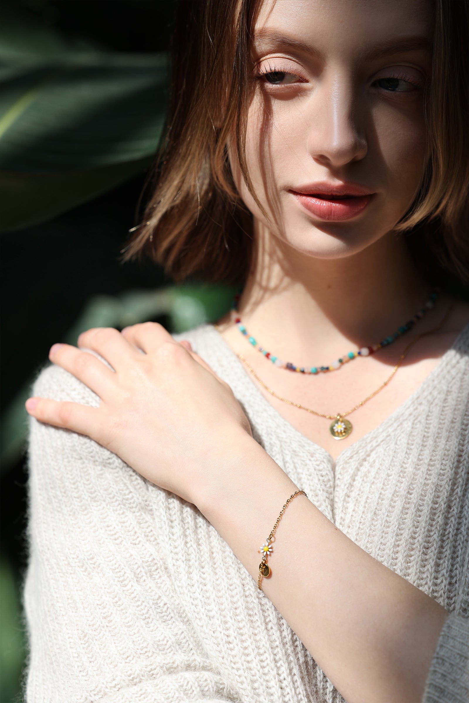 Mini daisy bracelet - personalized bracelet - daisy bracelet for friend - stainless steel bracelet with engraving - lucky bracelet - AE009