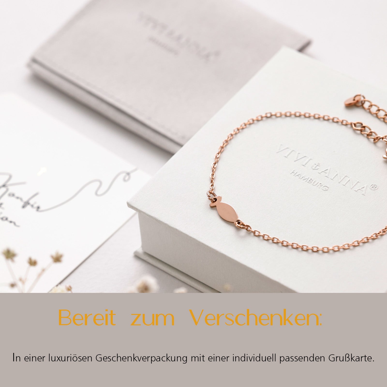 Ichthus Armkette mit Gravur - Geschenk zur Konfirmation mit Karte