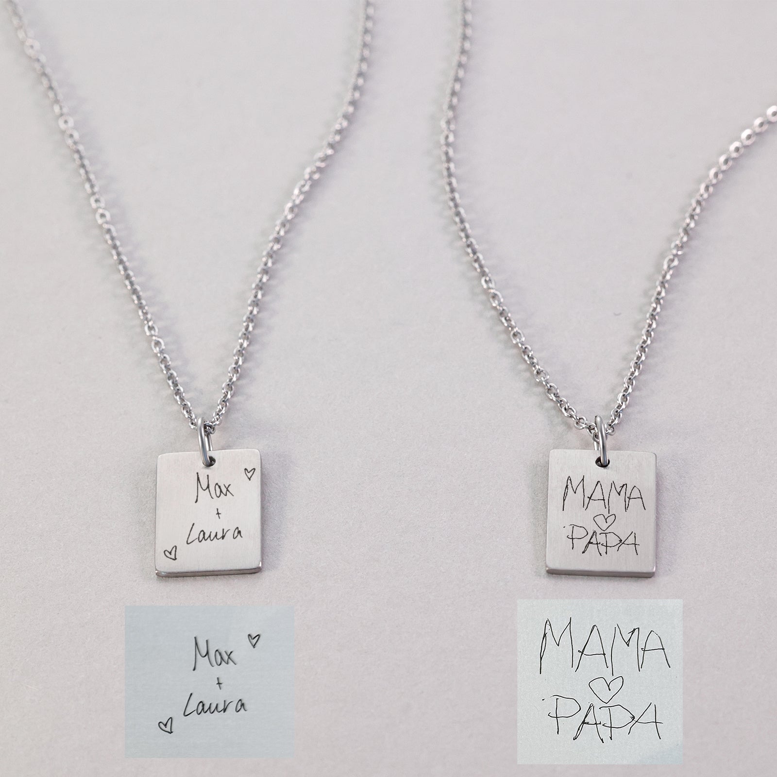 Personalisierte Halskette mit eigener Handschrift oder Kinderzeichnung