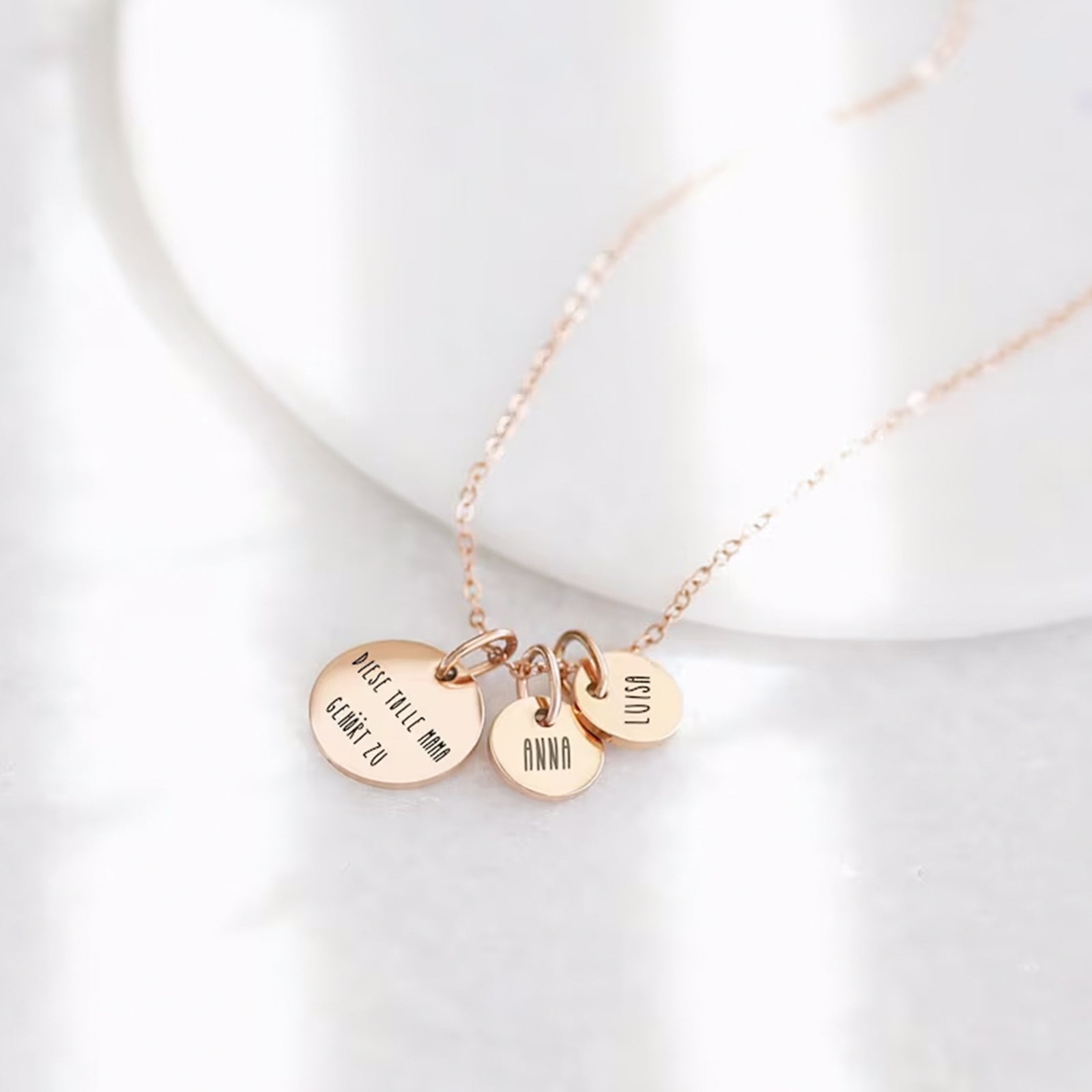Familienkette mit kleinen & großen Gravurplättchen