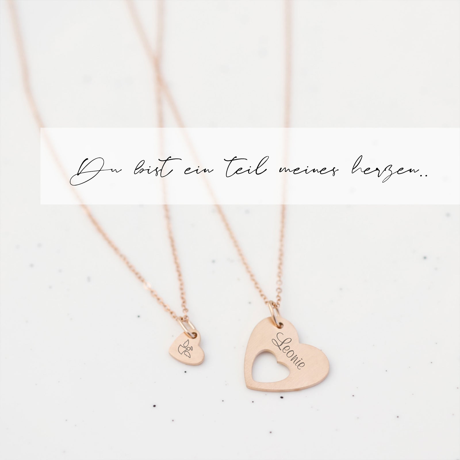 Herz an Herz – 2er Ketten Set mit Gravur