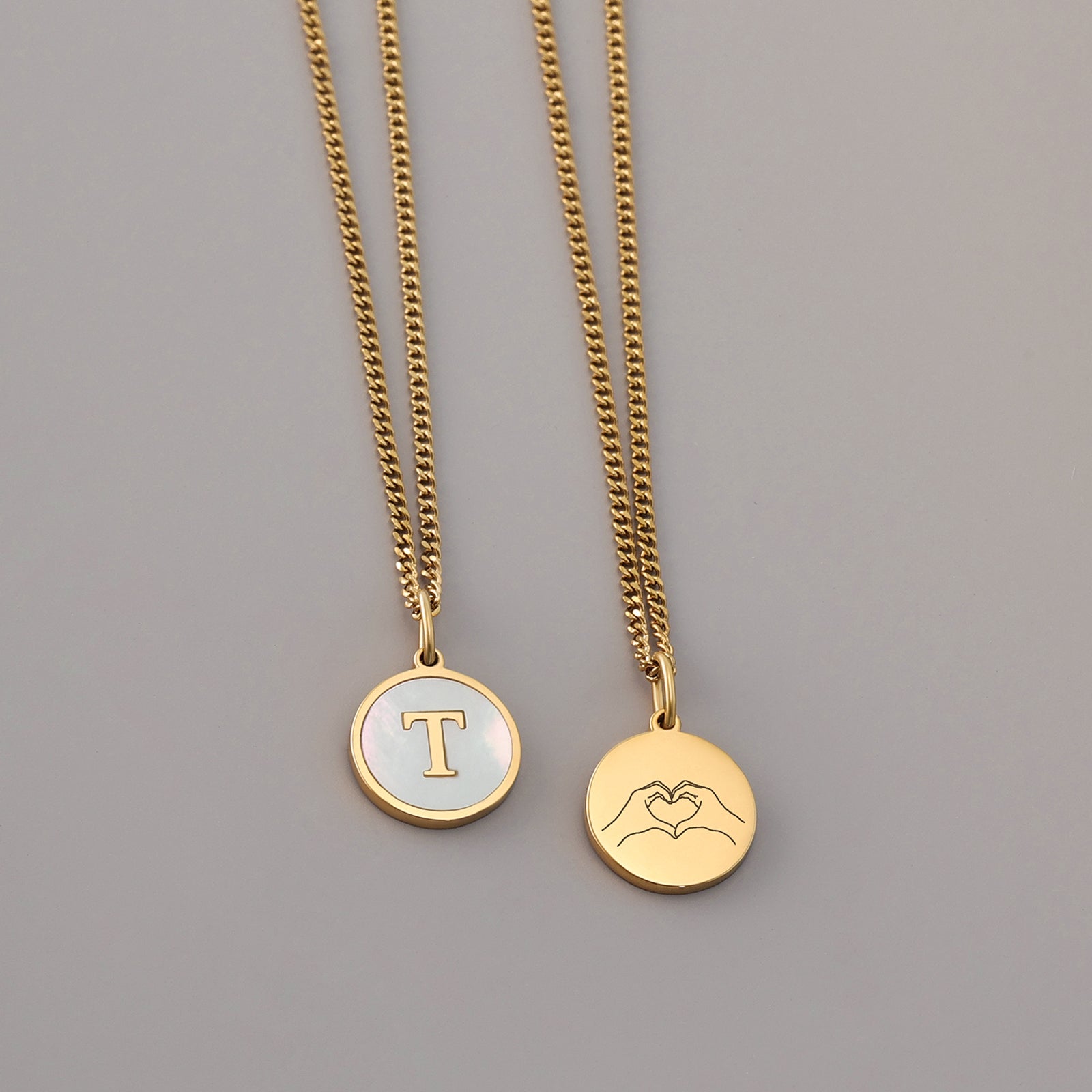 Intialenkette mit Perlmutt & Gravur Damen Halskette VIVIANNASCHMUCK