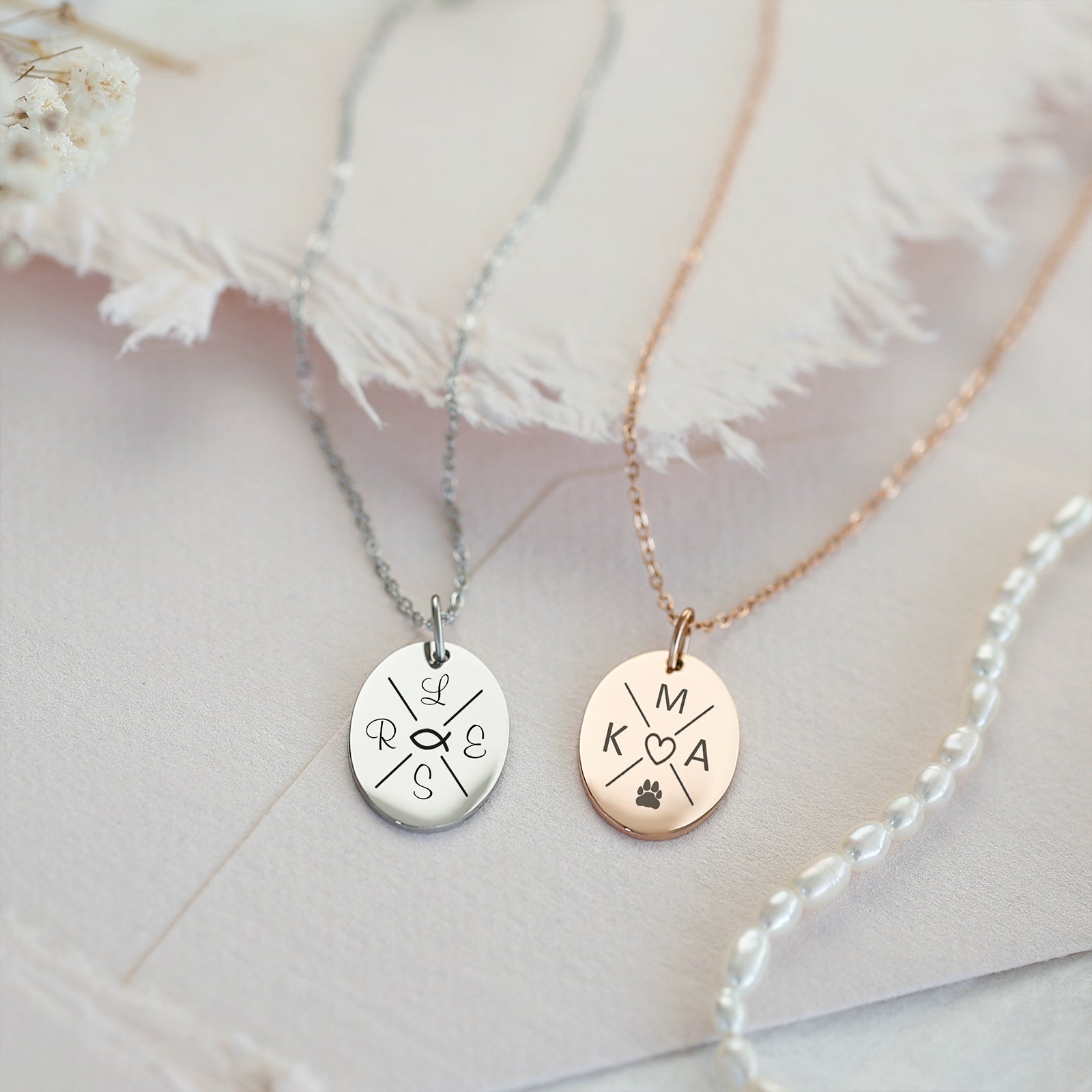Personalisierte Kette mit ovalem Anhänger - VIVIANNASCHMUCK