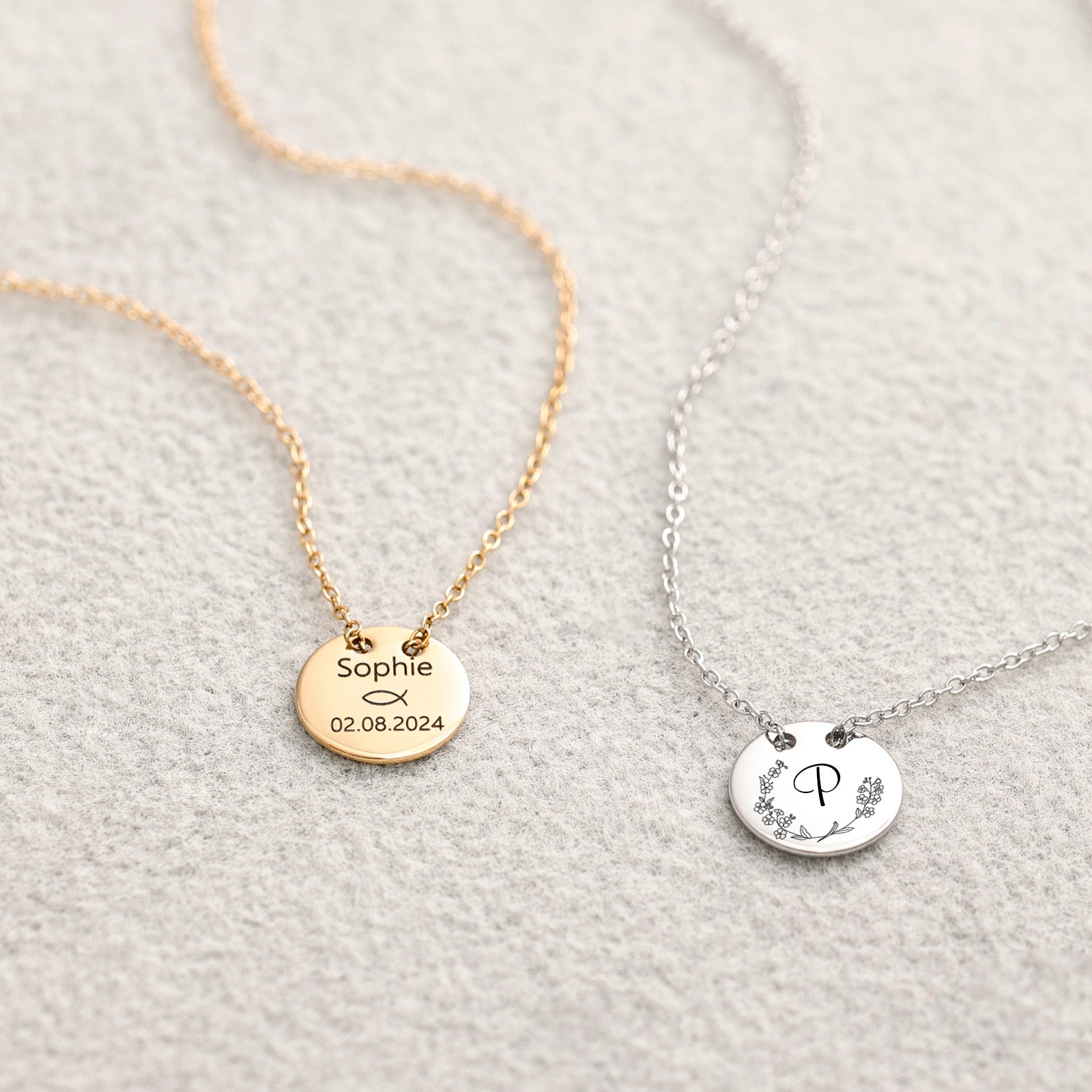 Personalisierte Edelstahl Kette - Schiebeperle Kette - Poliert Runde Anhänger - minimalistischer Schmuck - Namenskette - KE004 - VIVIANNASCHMUCK