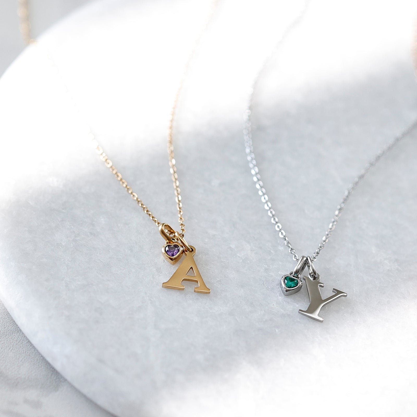 Italienkette mit Geburtsstein aus Edelstahl und Zirkonia - Buchstabe Kette - Personalisierte Kette - Familie Halskette - Namenskette - KS005 - VIVIANNASCHMUCK