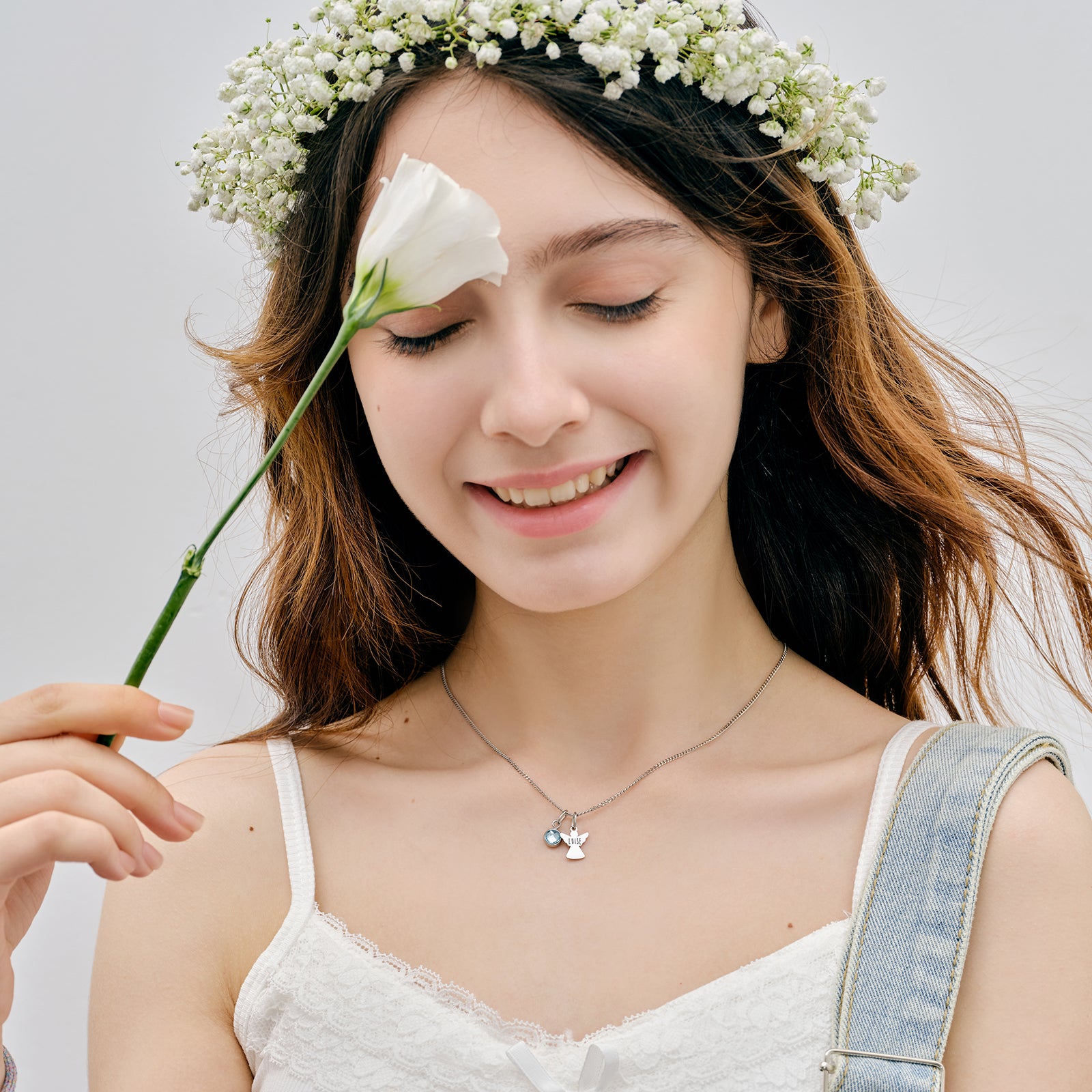 Schutzengel kette mit Geburtsstein - Personalisierte Kette - Familie Halskette - Edelstahl - Namenskette - Konfirmation - Kommunion - KE007 - VIVIANNASCHMUCK
