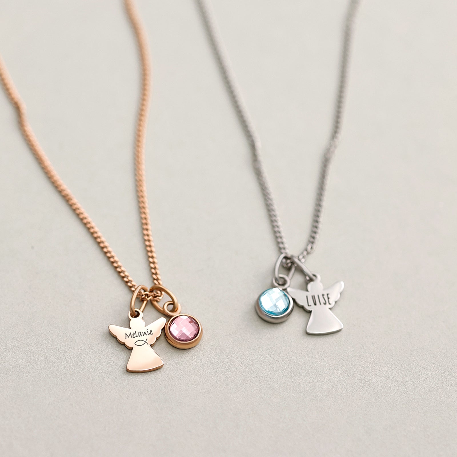 Guardian angel necklace with birthstone - Personalized necklace - Family necklace - Stainless steel - Name necklace - Confirmation - Communion - KE007