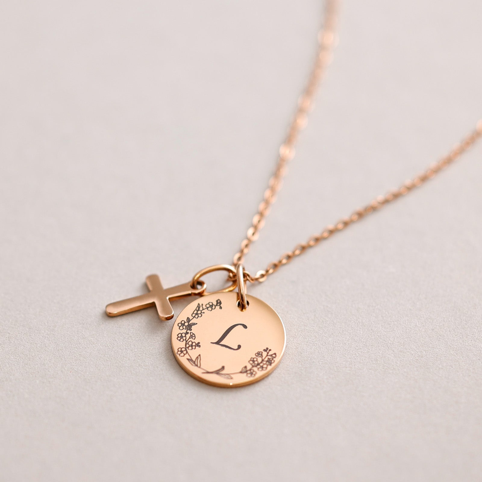 Women's necklace with cross - stainless steel - personalized necklace with cross - necklace with desired engraving - family necklace - name necklace - KE015