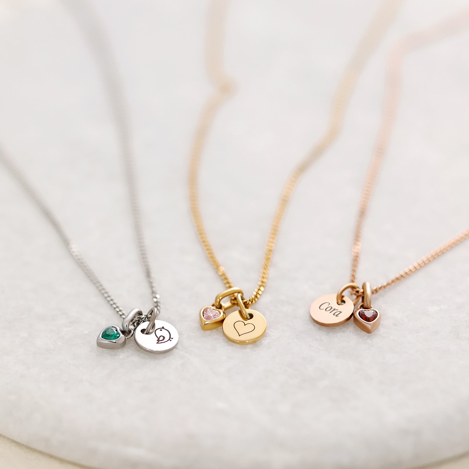 Personalisierte Geburtsstein Kette - Kette mit Gravur - Edelstahl Kette - wasserfest Schmuck - Familienkette - Namenskette - KE021 - VIVIANNASCHMUCK