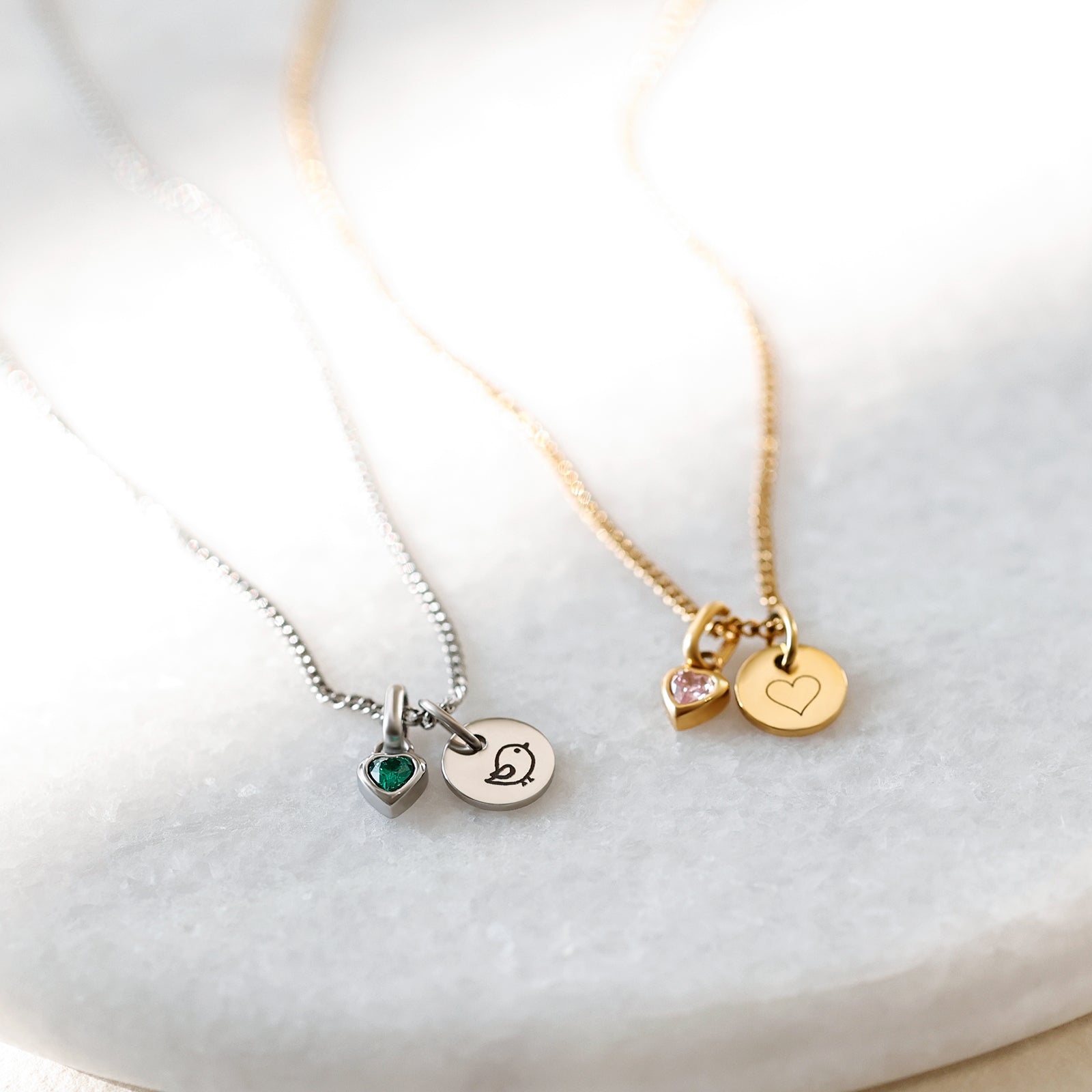 Personalisierte Geburtsstein Kette - Kette mit Gravur - Edelstahl Kette - wasserfest Schmuck - Familienkette - Namenskette - KE021 - VIVIANNASCHMUCK