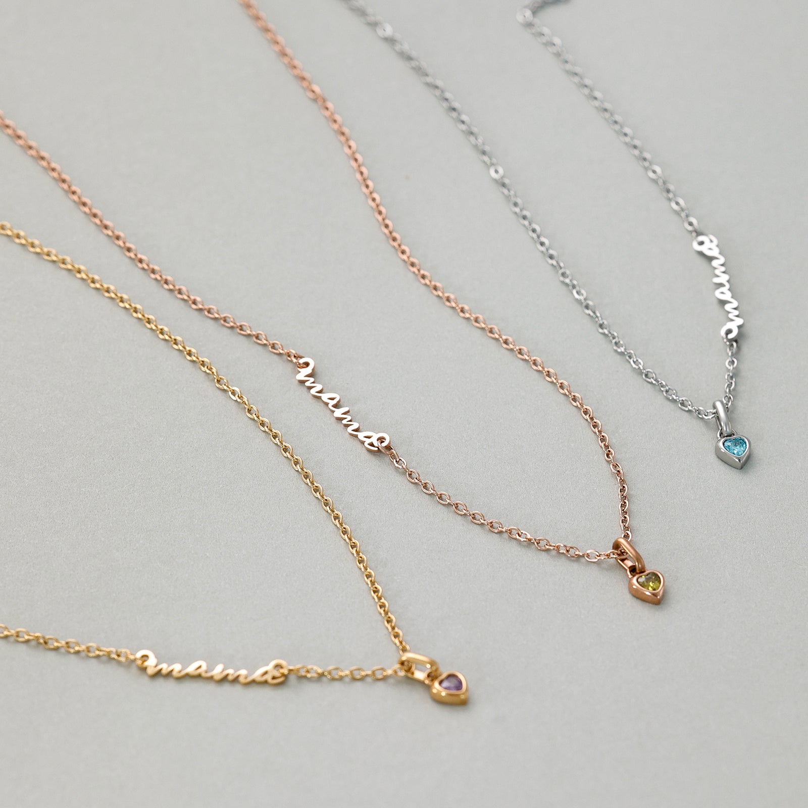 heart zirconia birthstone necklace