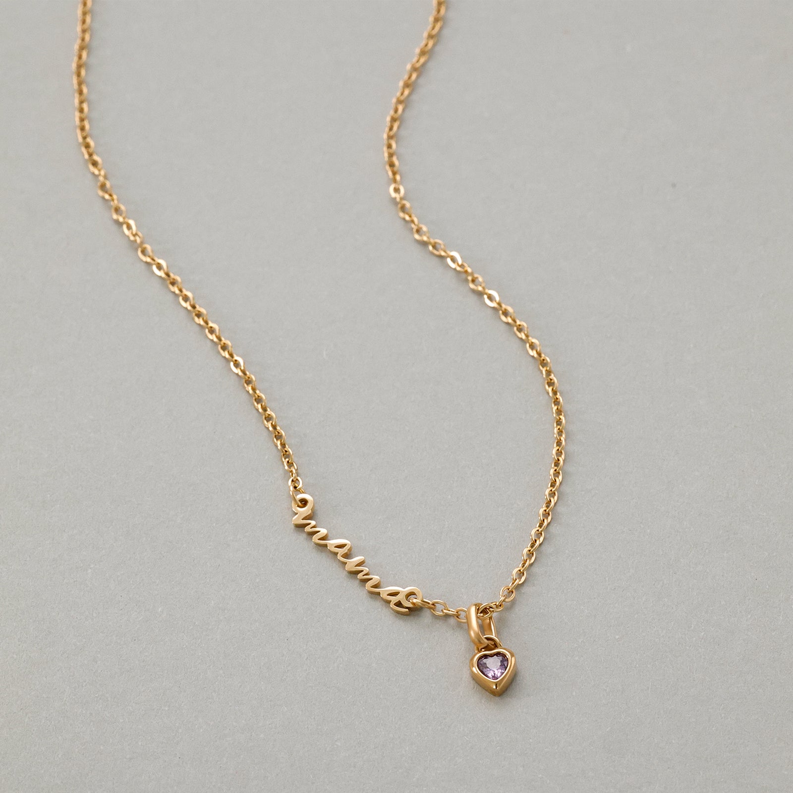 heart zirconia birthstone necklace