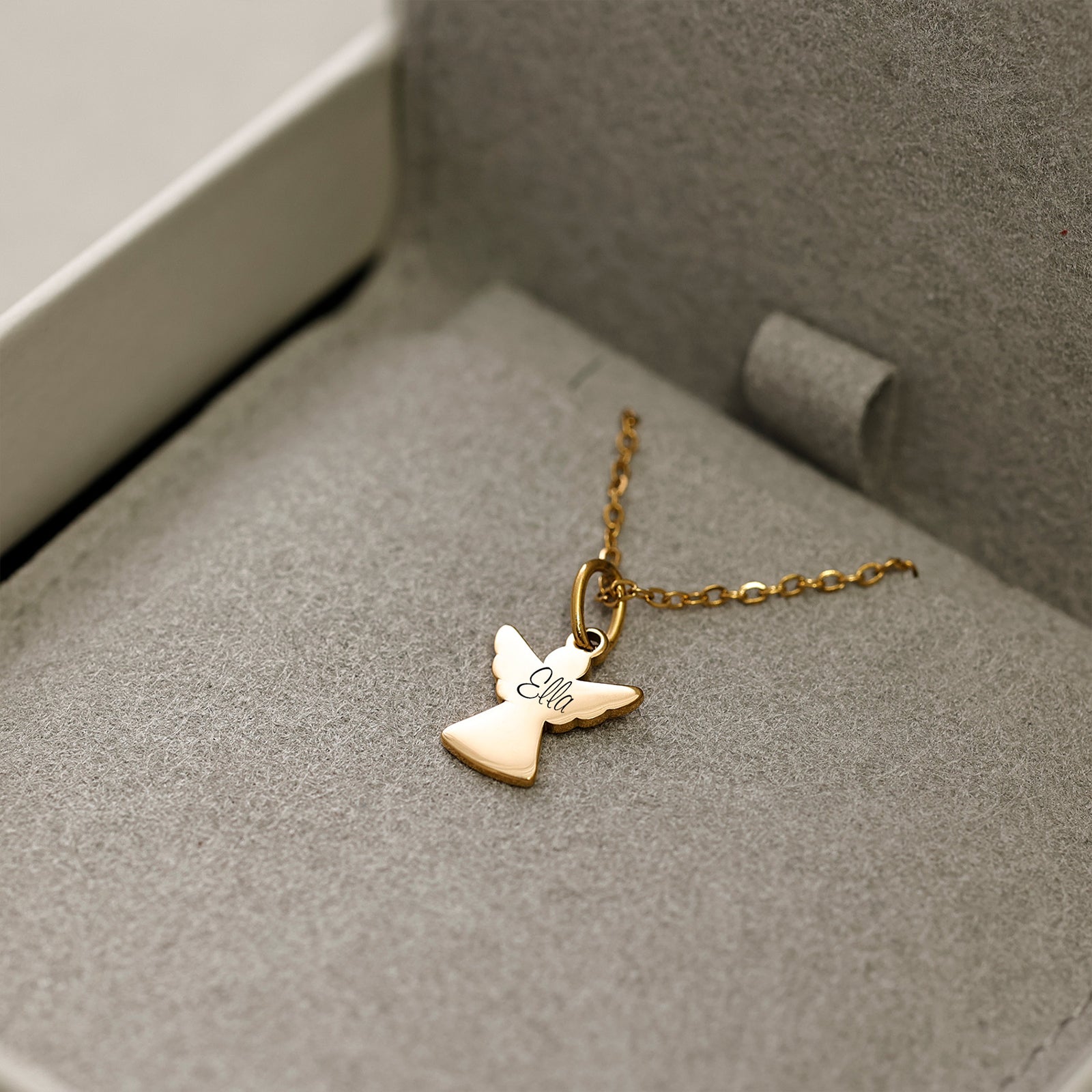 Schutzengel-Kette mit Gravur - Christliches Geschenk mit Karte Kinder Halsketten VIVIANNASCHMUCK