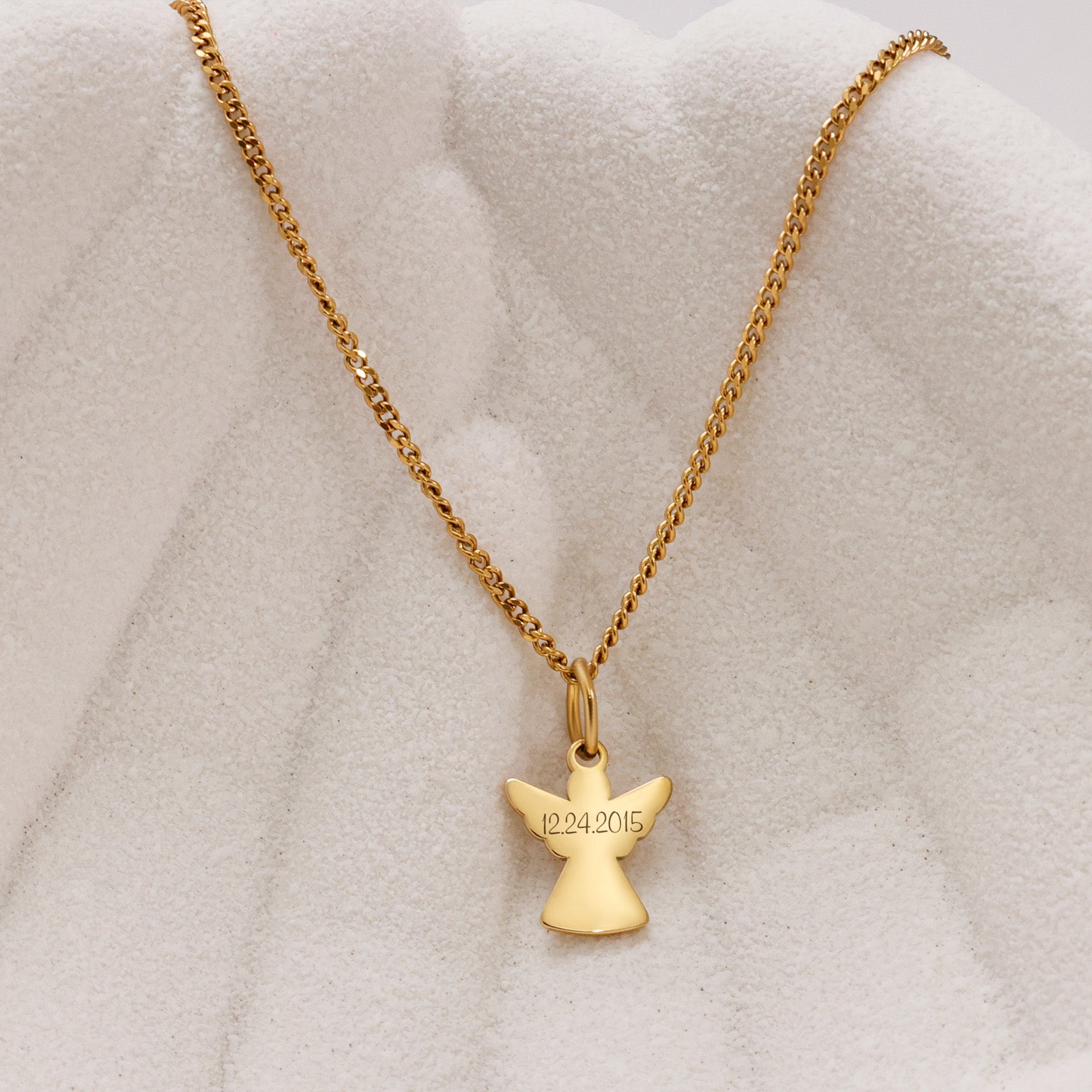 Initials Guardian Angel Necklace with Custom Engraving - Baptism Gift with Card