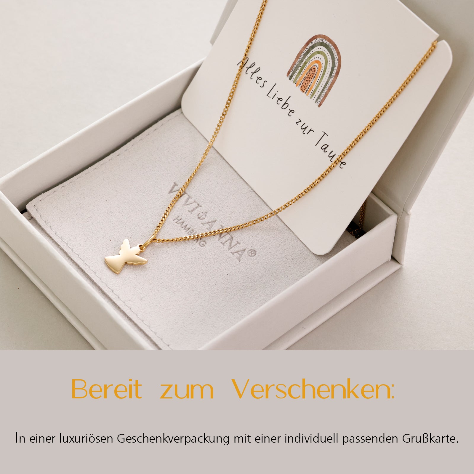 Initials Guardian Angel Necklace with Custom Engraving - Baptism Gift with Card