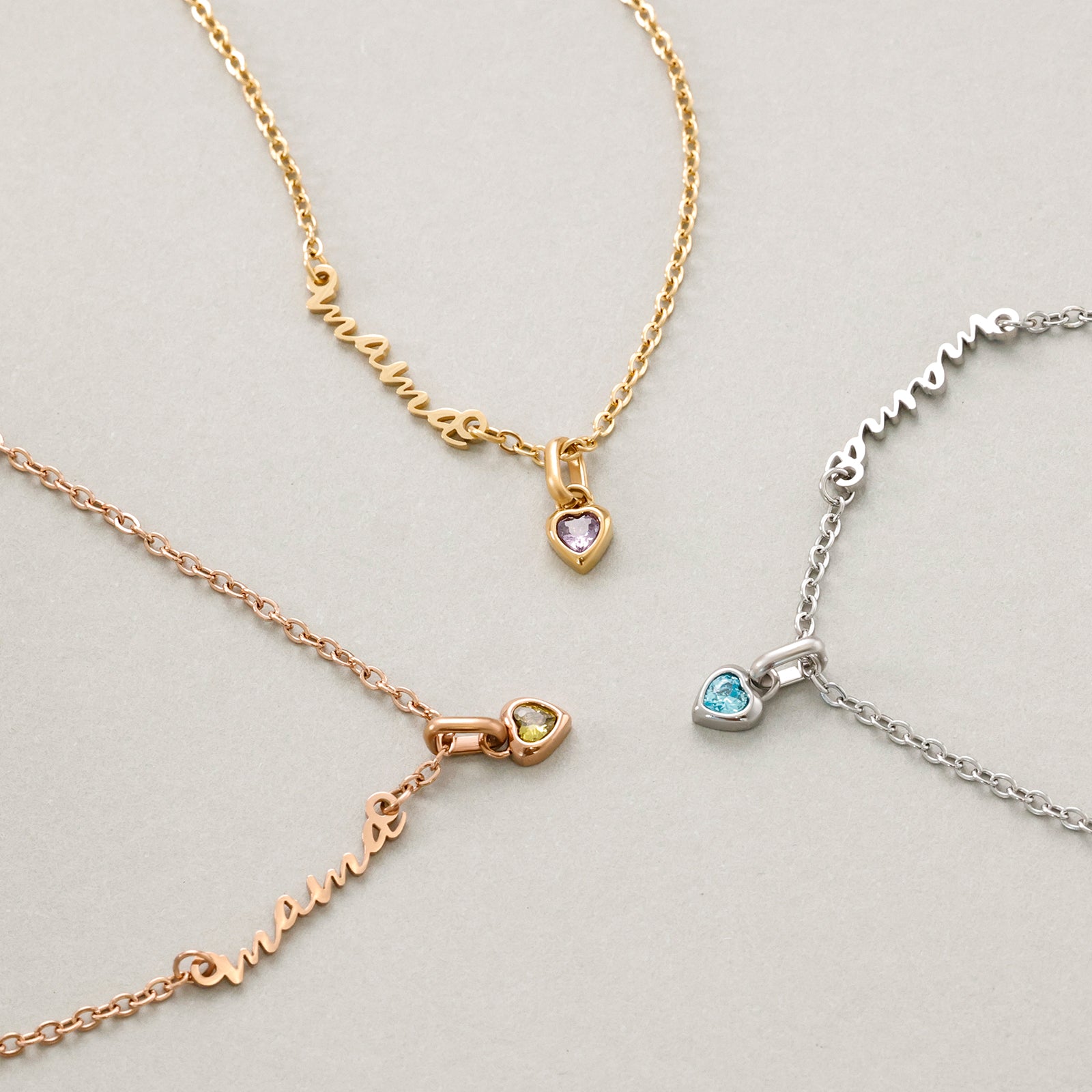 Mama Kette mit Herz Geburtsstein aus Zirkonia - Geschenk für Mama mit Karte