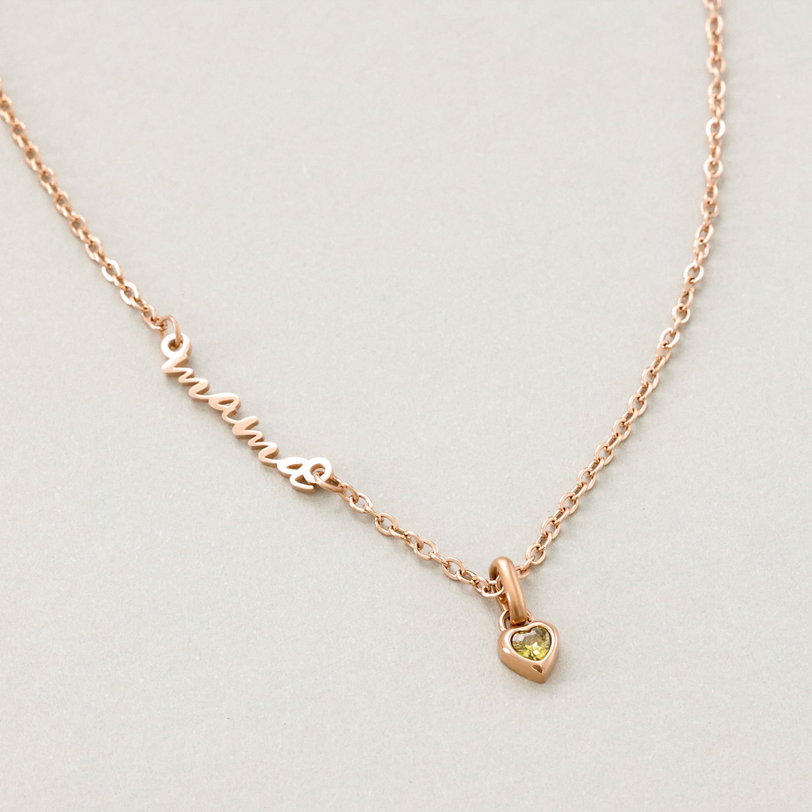 Mama Kette mit Herz Geburtsstein aus Zirkonia - Geschenk für Mama mit Karte