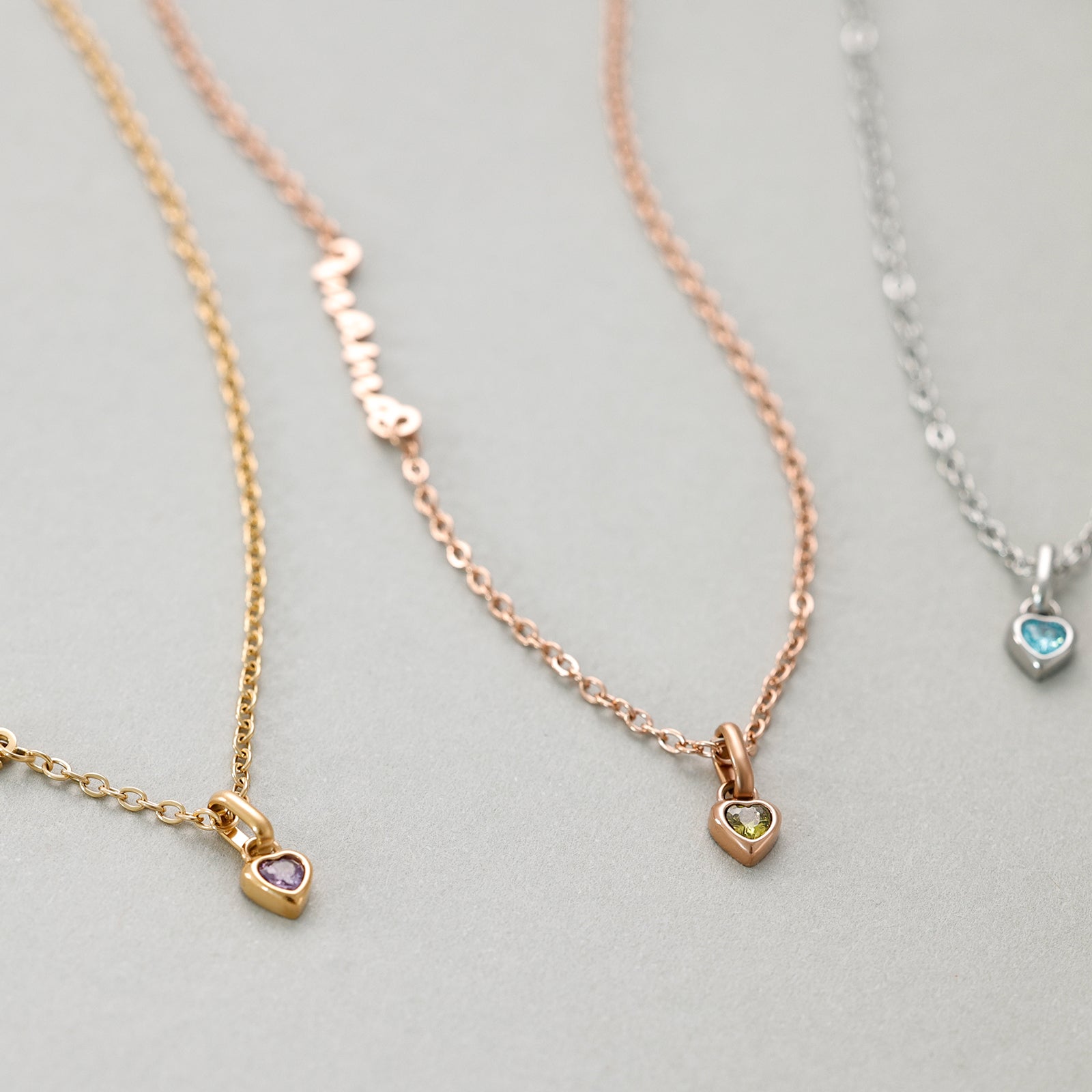 Mama Kette mit Herz Geburtsstein aus Zirkonia - Geschenk für Mama mit Karte