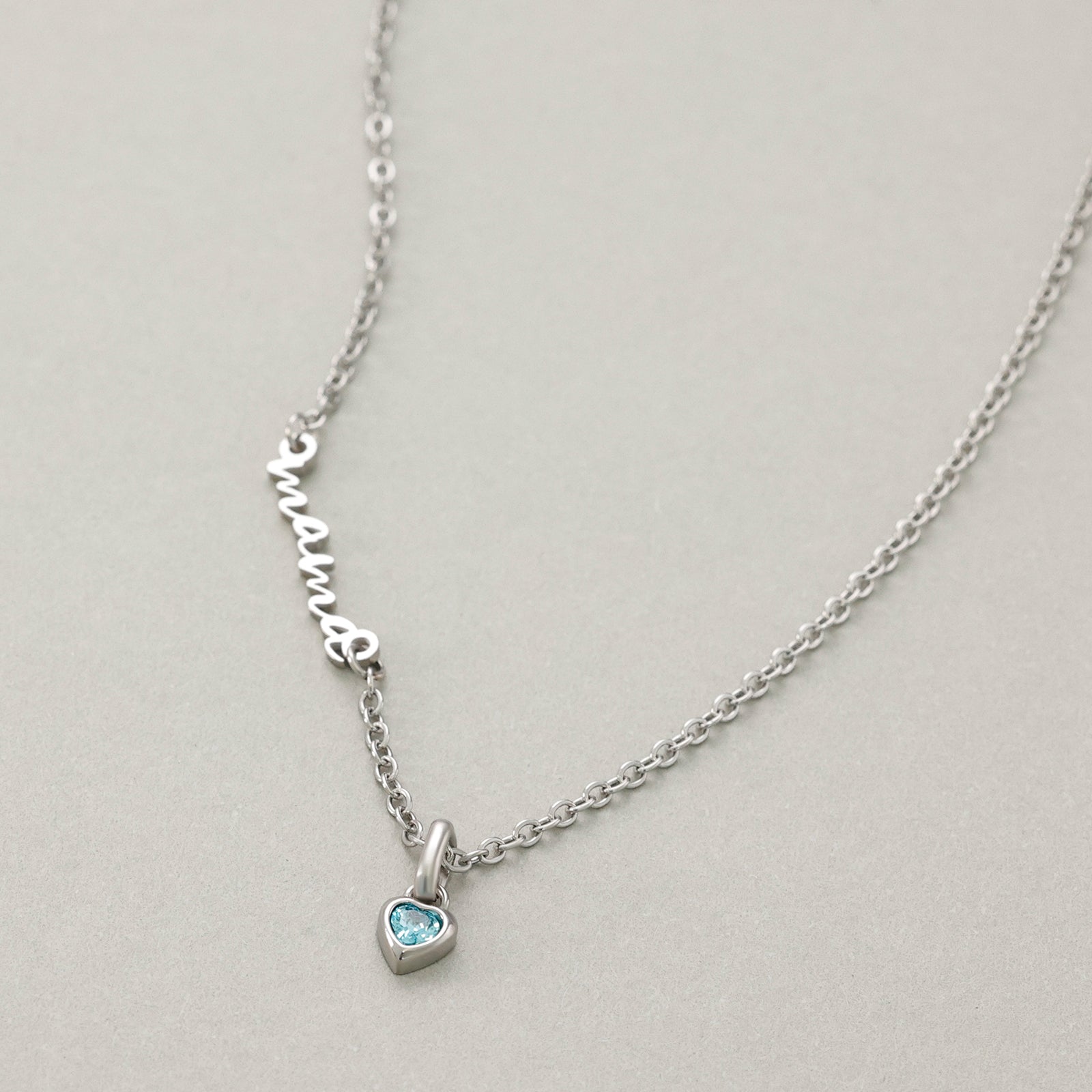 Mama Kette mit Herz Geburtsstein aus Zirkonia - Geschenk für Mama mit Karte