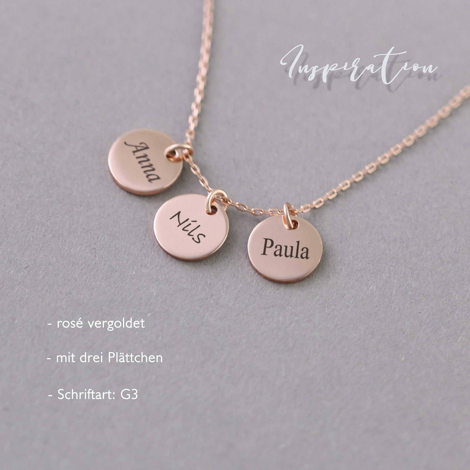 Personalisierte Kette mit rundem Plättchen -wasserfest Damen Halskette VIVIANNASCHMUCK