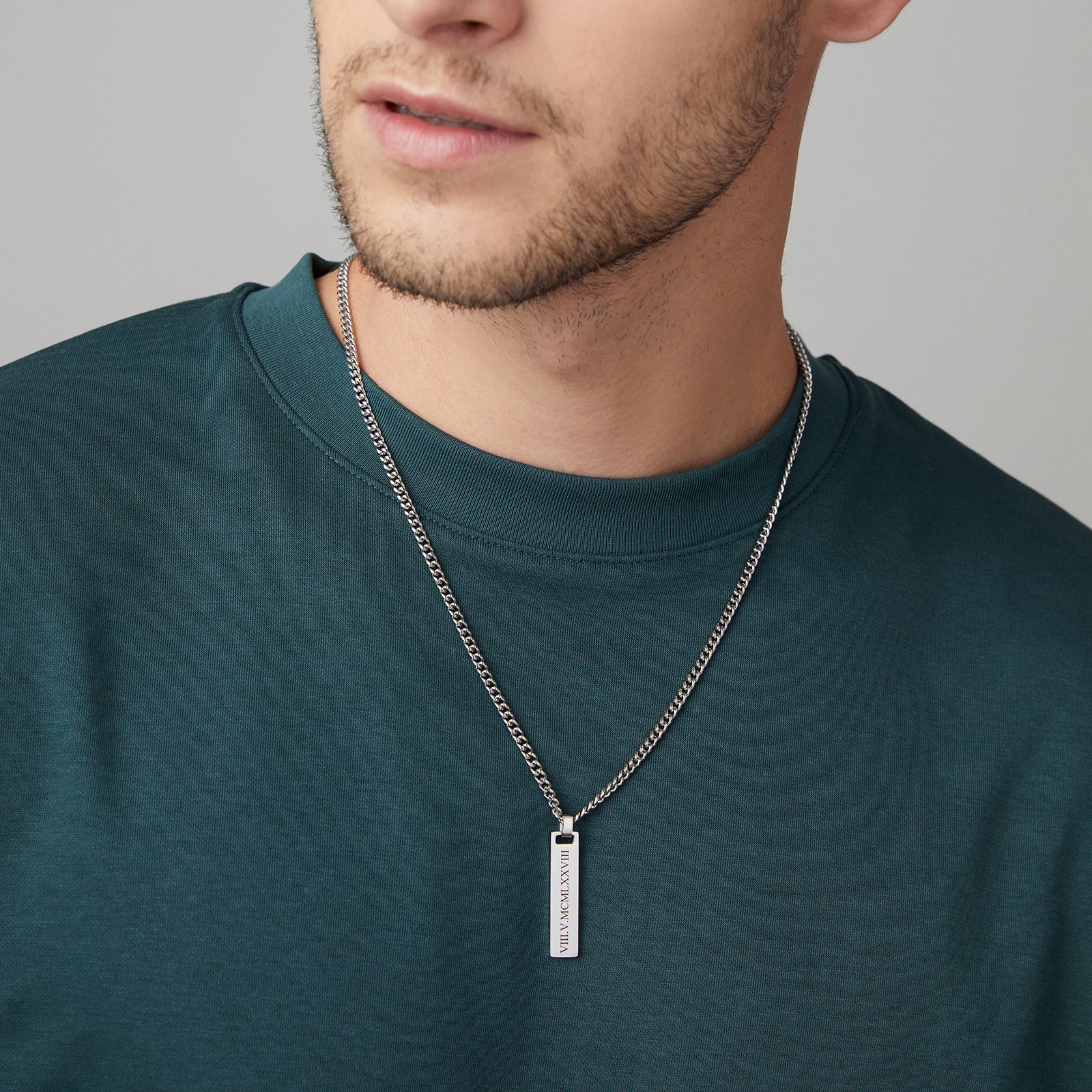 Personalized men's stainless steel necklace