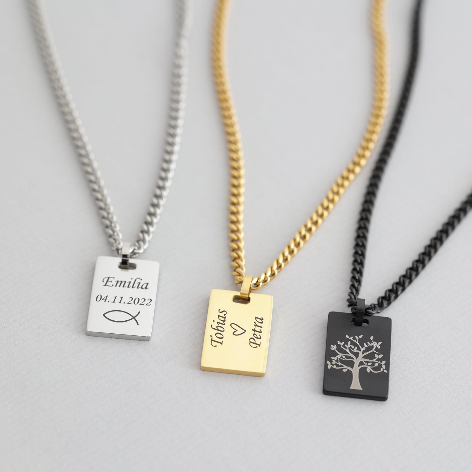 Personalized men's stainless steel necklace