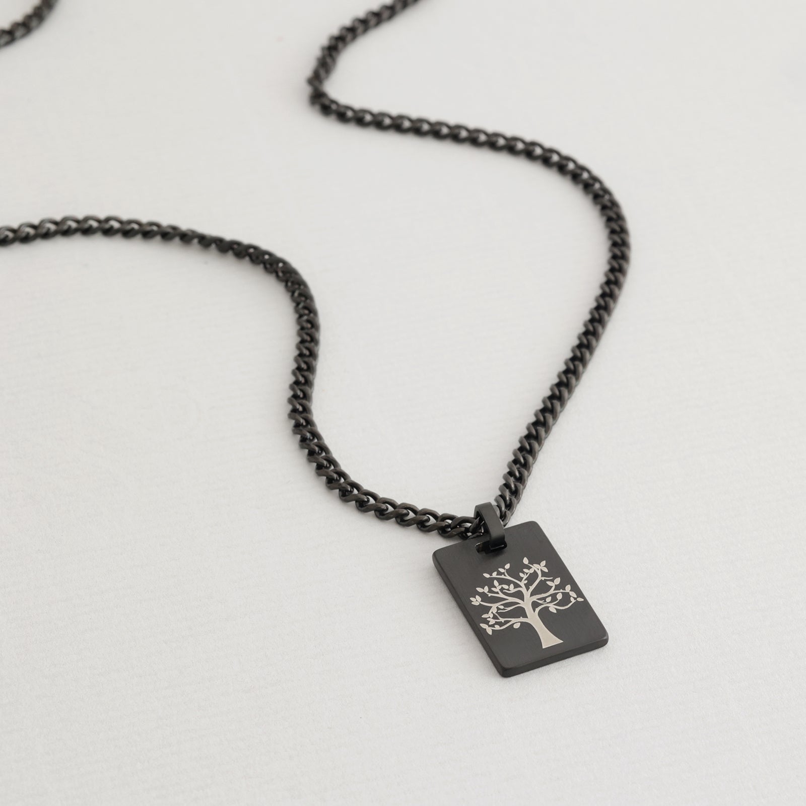 Edelstahl Herren Halskette mit eckigem Gravur-Anhänger Herren Halskette VIVIANNASCHMUCK