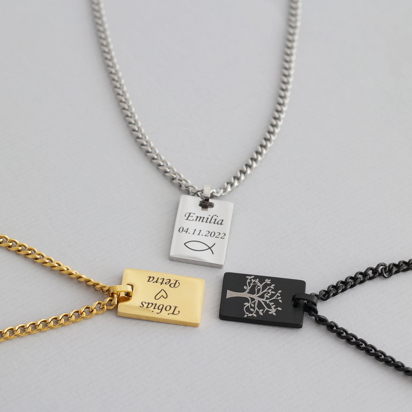 Personalized men's stainless steel necklace