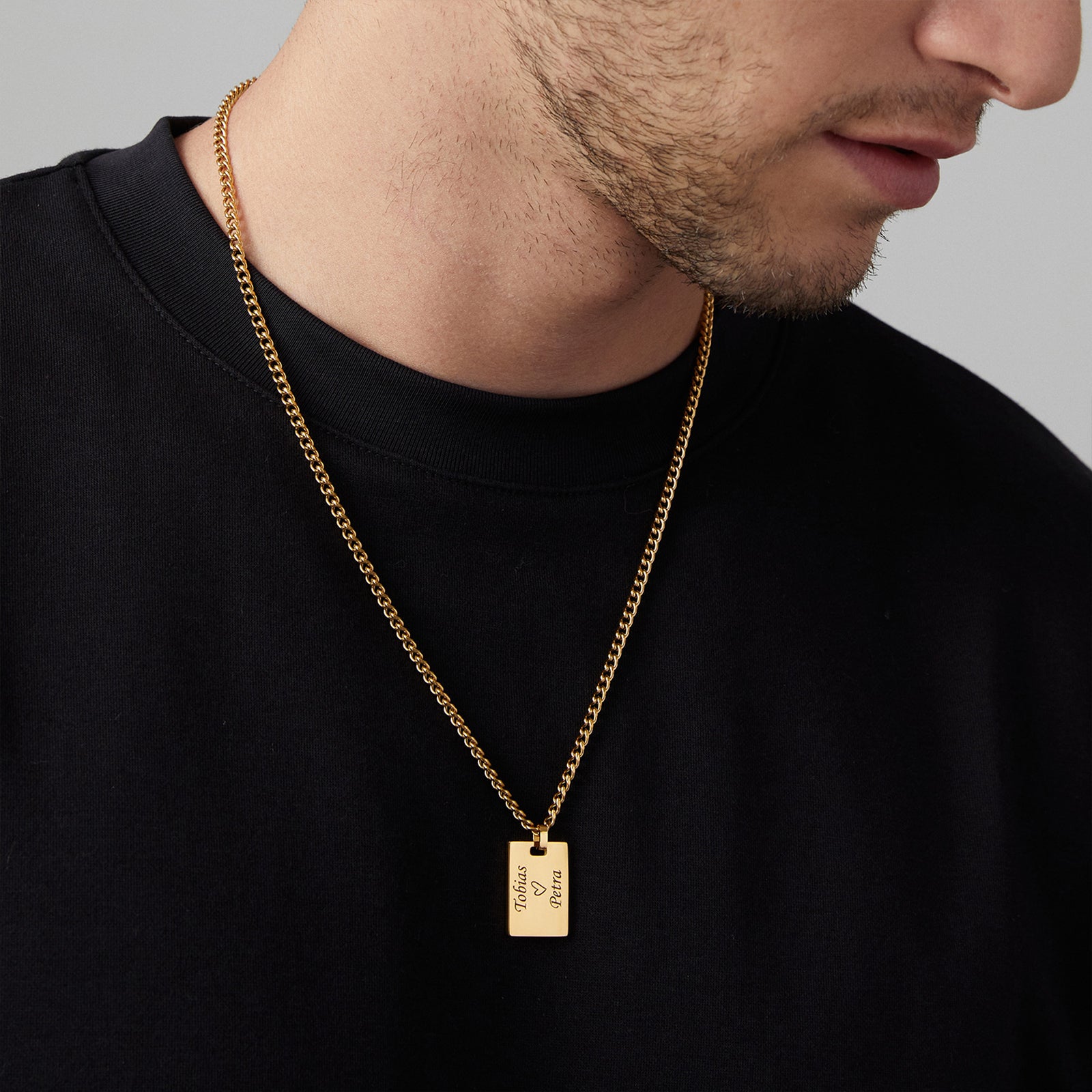 Personalized men's stainless steel necklace