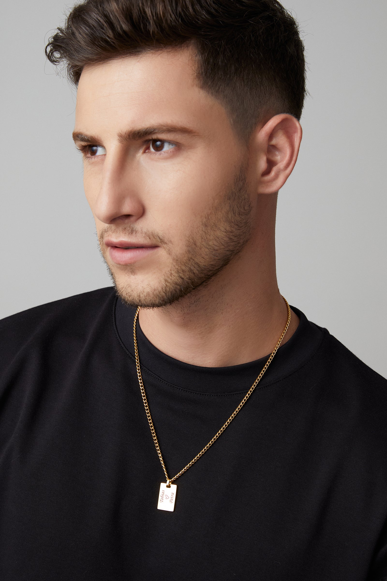 Personalized men's stainless steel necklace