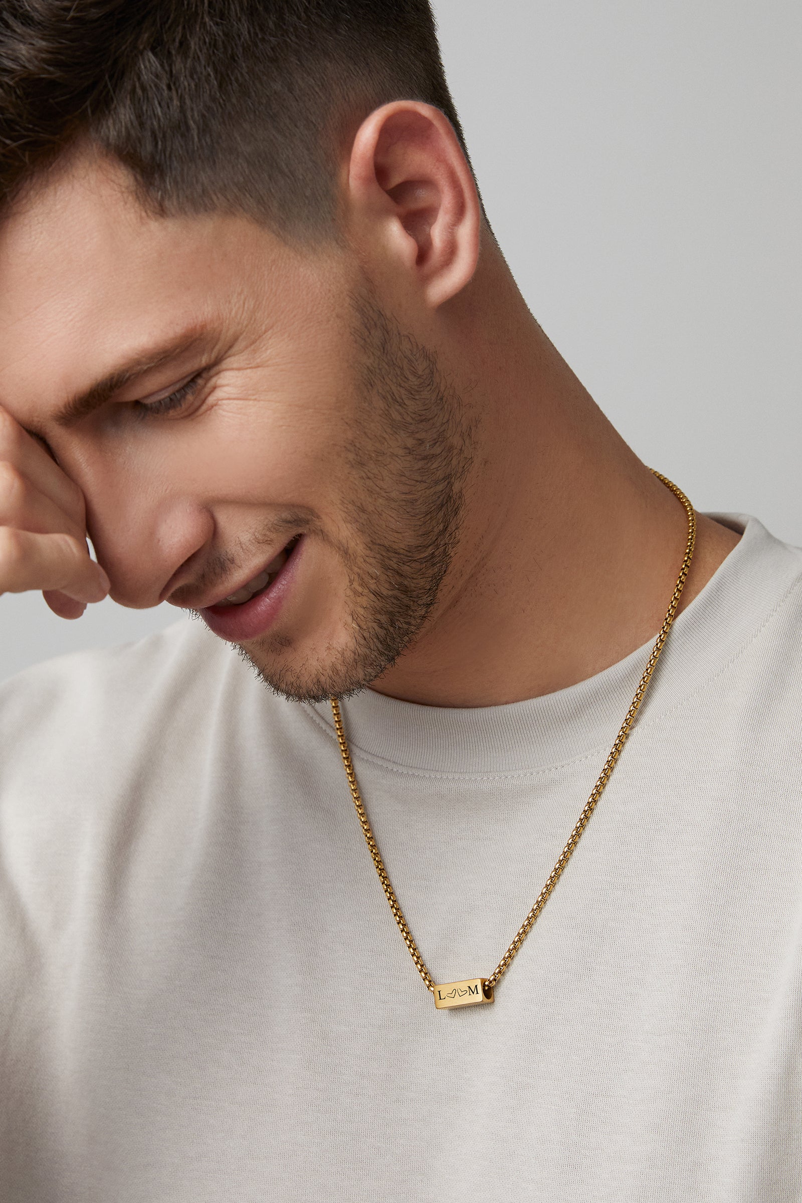 Personalisierte Herren Kette mit 4-seitigem Gravur-Anhänger