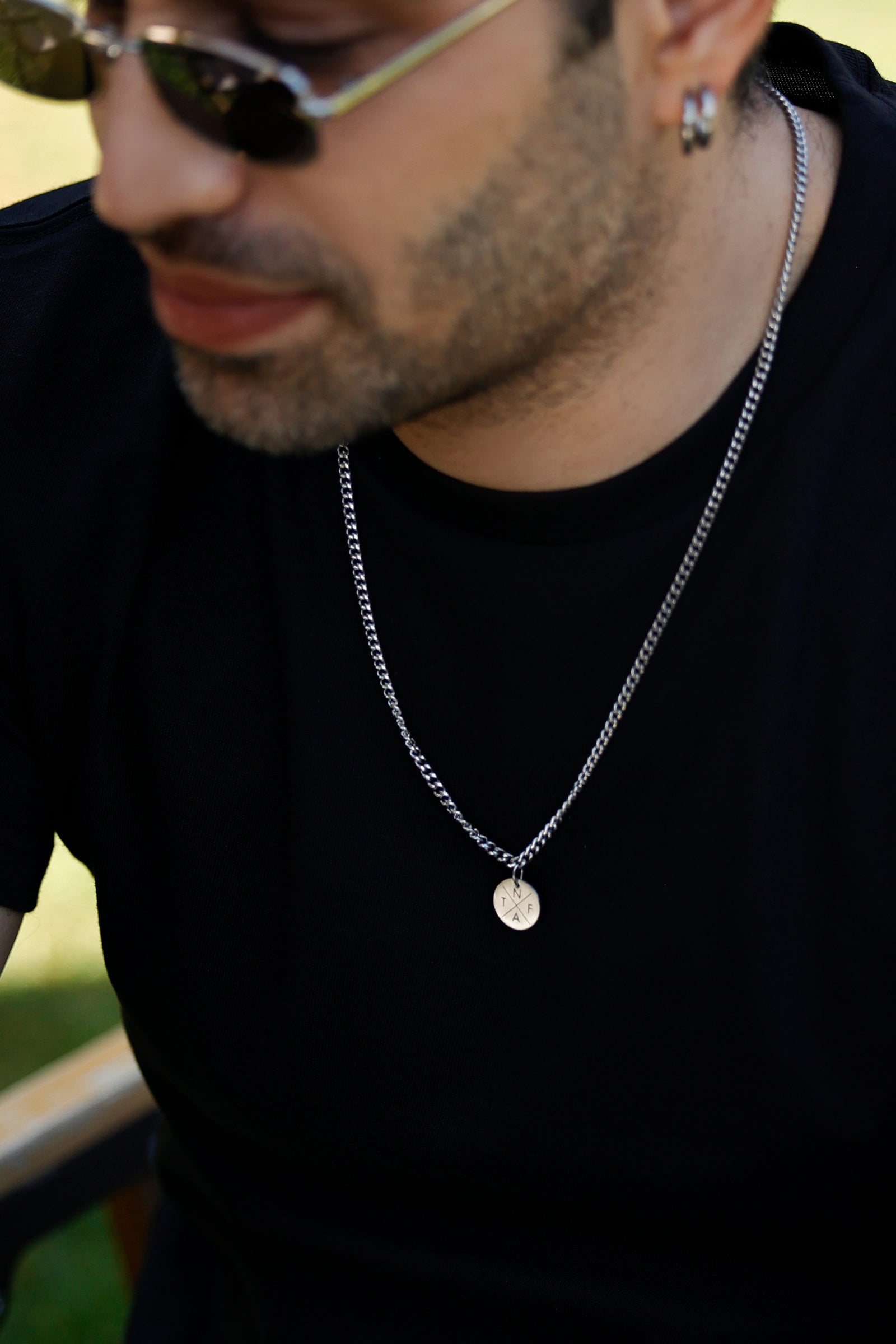 Herren Halskette mit mattiertem Gravurplättchen