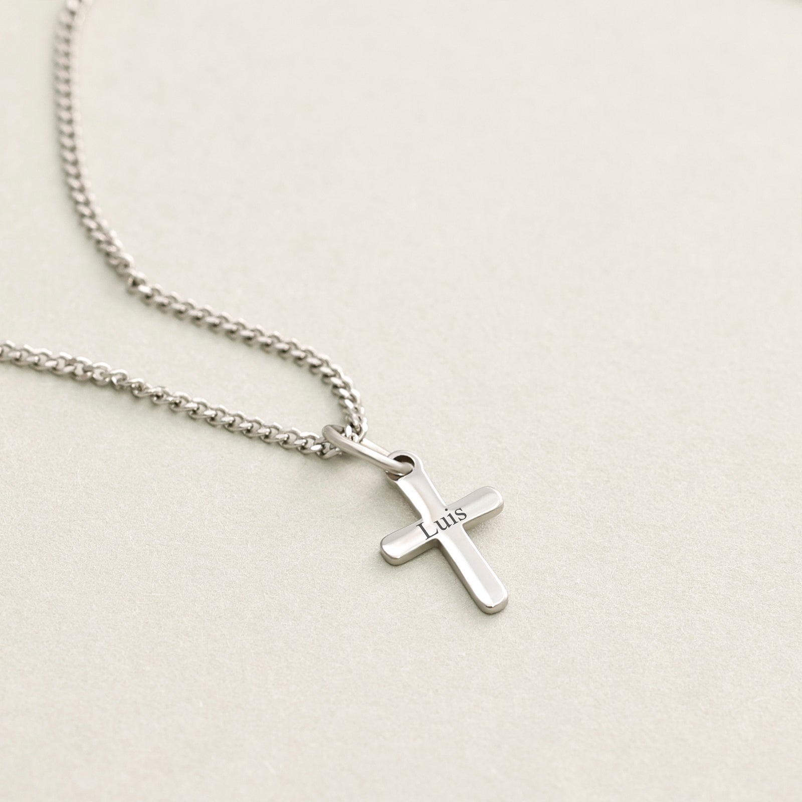 Herren Mini Kreuz Halskette mit Gravur