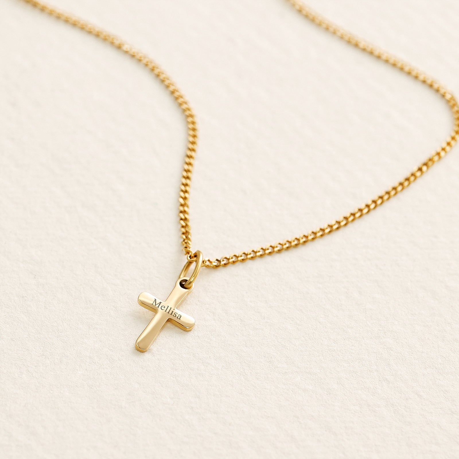 Herren Mini Kreuz Halskette mit Gravur