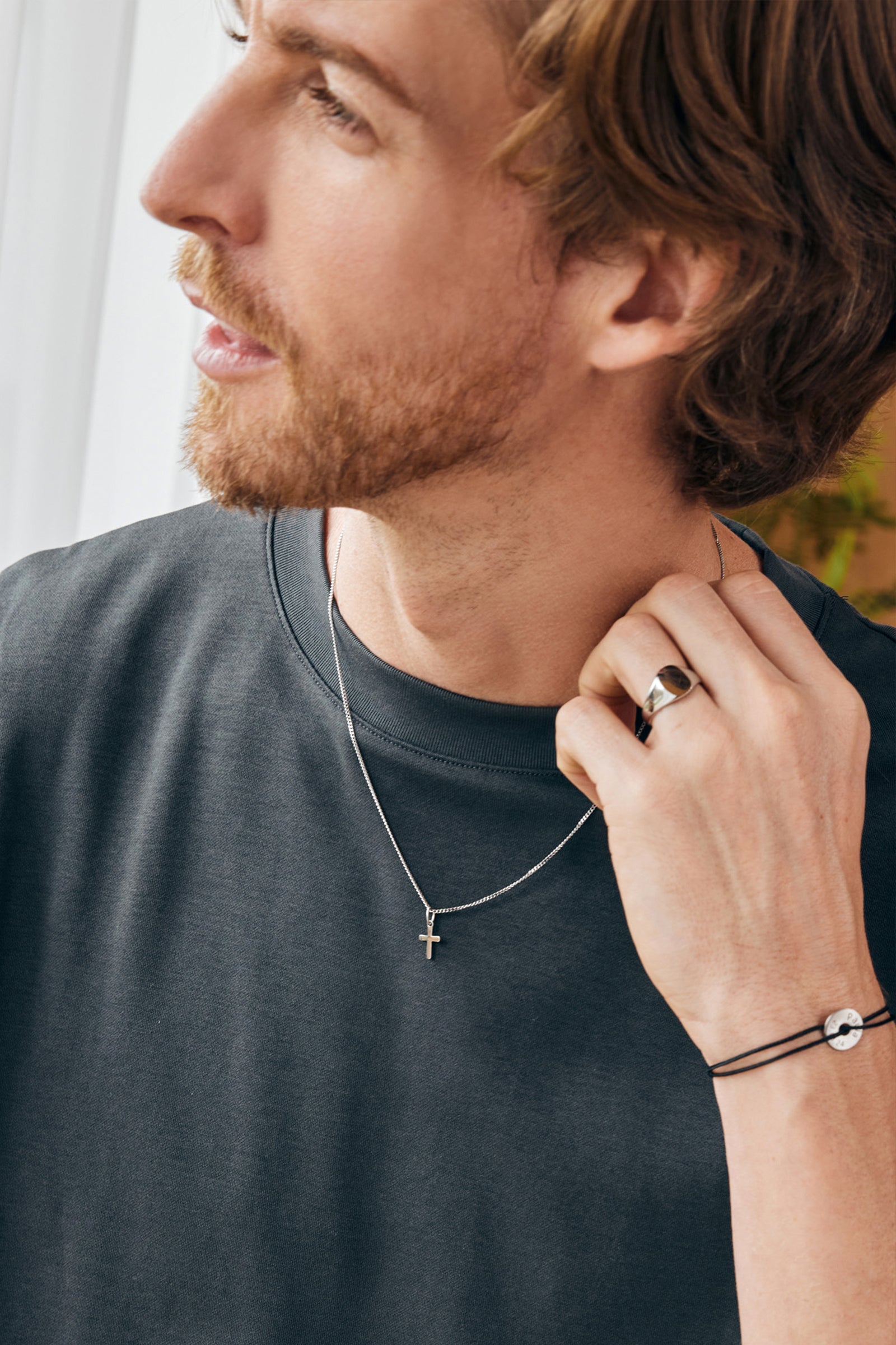 Herren Mini Kreuz Halskette mit Gravur