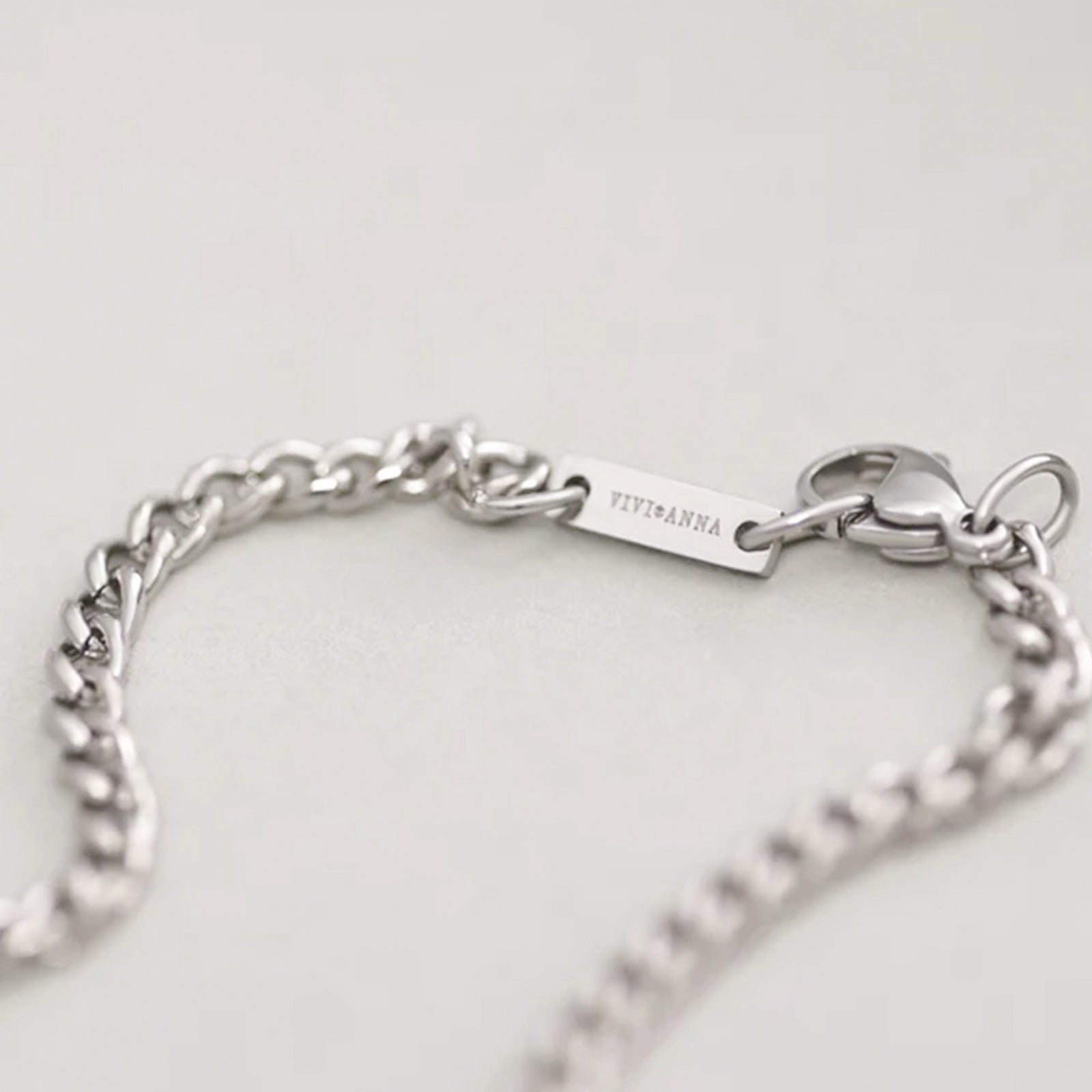 Men's Rectangular Necklace with Cross - Stainless Steel - Customizable Chain - Curb Chain with Engraving - Family Chain - Men's Jewelry -HK017