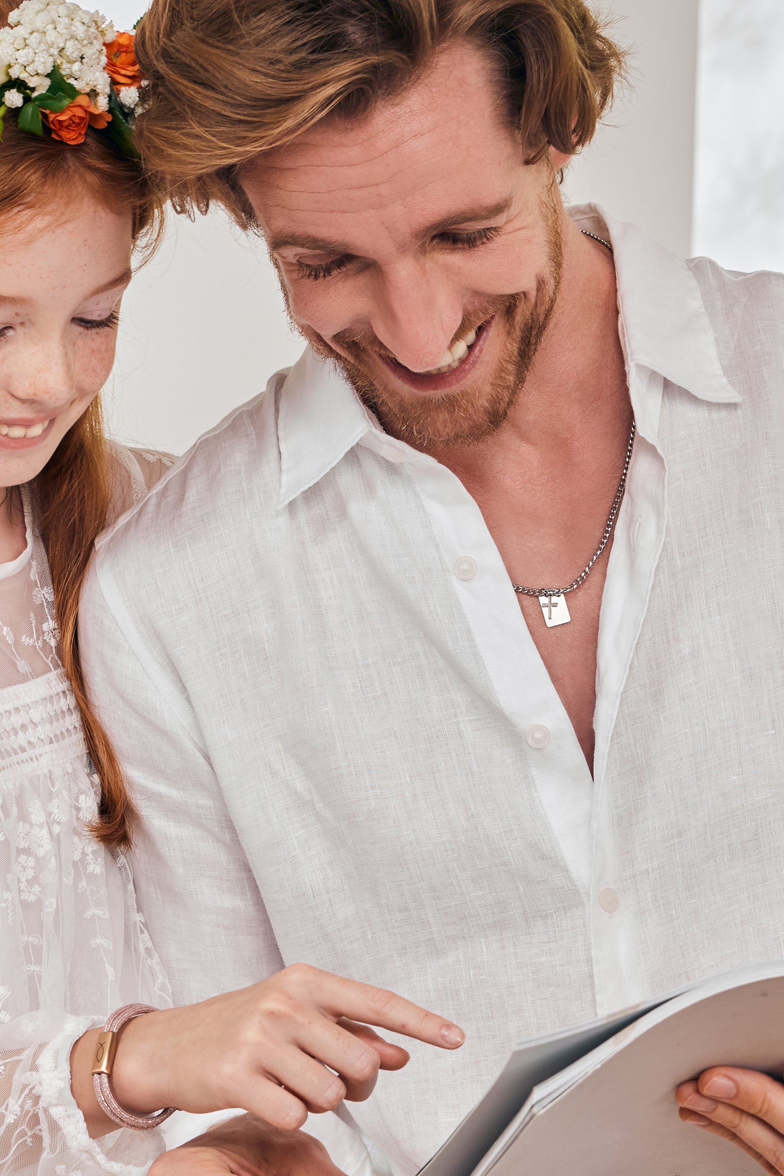 Men's Rectangular Necklace with Cross - Stainless Steel - Customizable Chain - Curb Chain with Engraving - Family Chain - Men's Jewelry -HK017