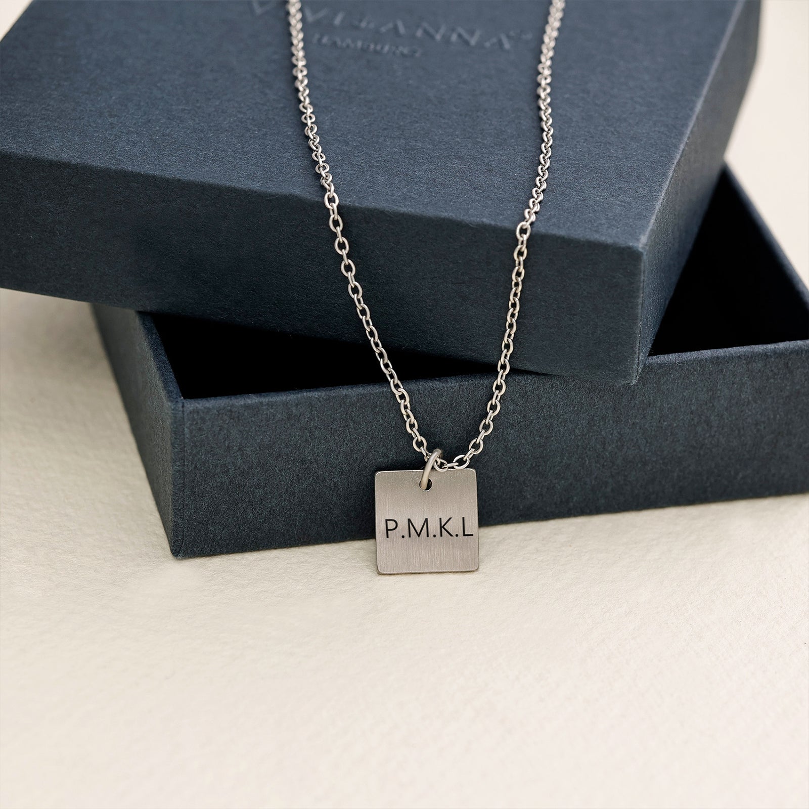 Personalized square men's necklace - stainless steel - with desired engraving - men's name necklace - family necklace - gift for him - HK019