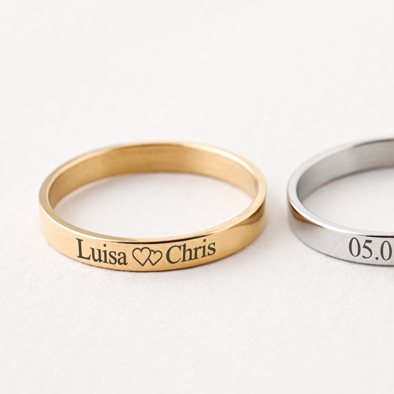 Minimalistischer Ring mit Gravur - Unisex Ring - 3mm Damen Ringe VIVIANNASCHMUCK