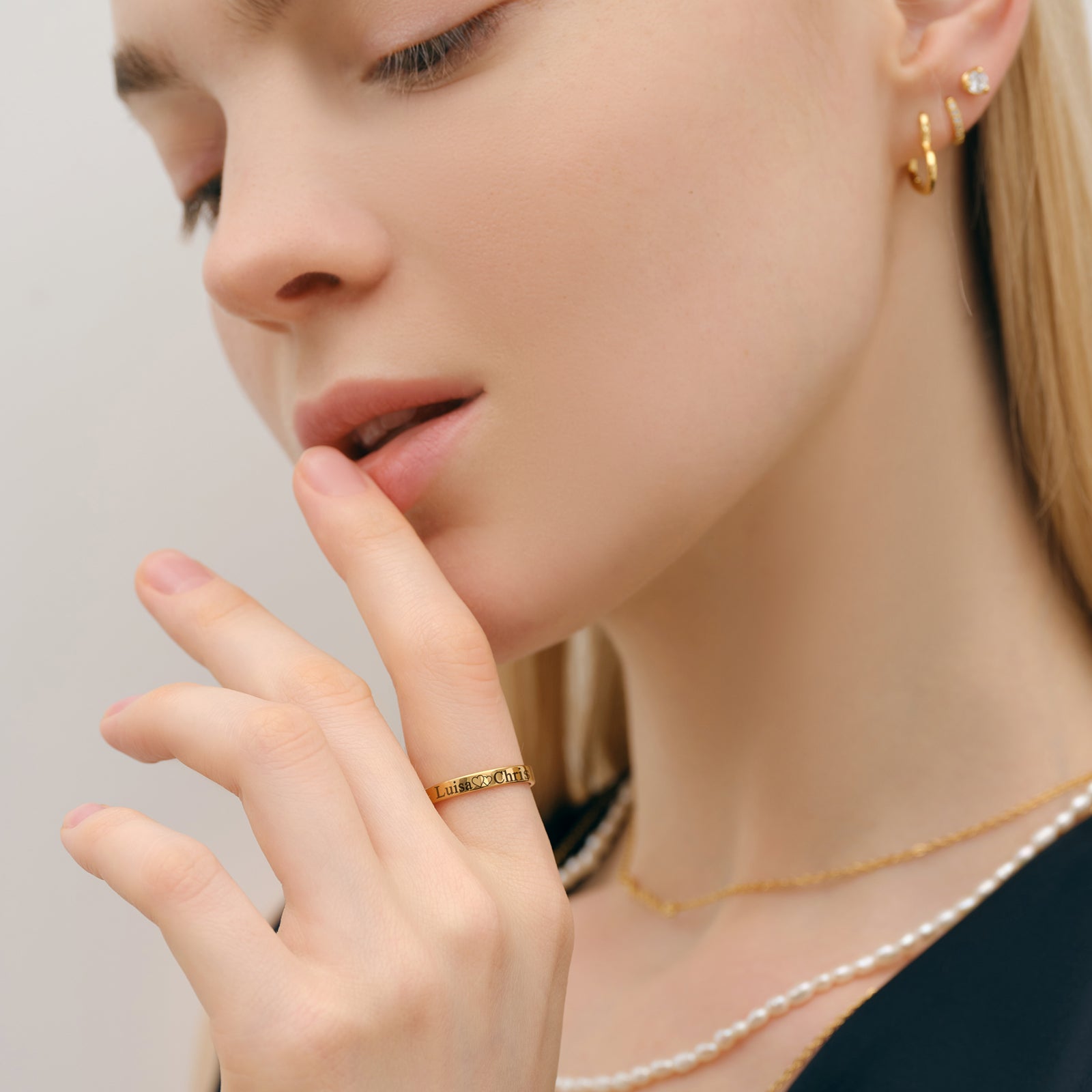 Minimalistischer Ring mit Gravur - Unisex Ring - 3mm Damen Ringe VIVIANNASCHMUCK